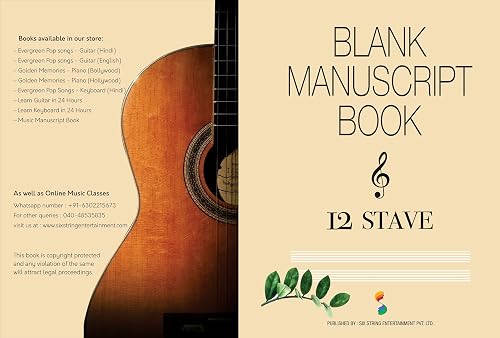 Music manuscript Book- 12 stave: 100 pages , 50 Sheet ( Leaves)