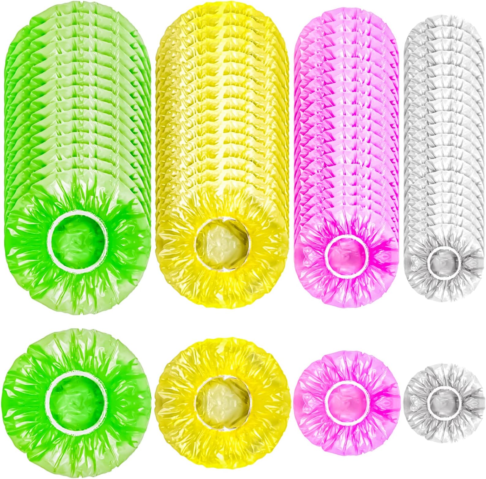 120PCS Colorful Elastic Food Storage Covers, 4 Size, Reusable Stretch Plastic Dish Plate Bowl Covers for Home Family Kitchen Outdoor Picnic