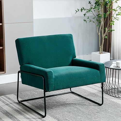 NIOIIKIT Silla decorativa de terciopelo tapizada, moderna silla inclinada industrial con marco de metal, cojín suave de alta densidad de alta