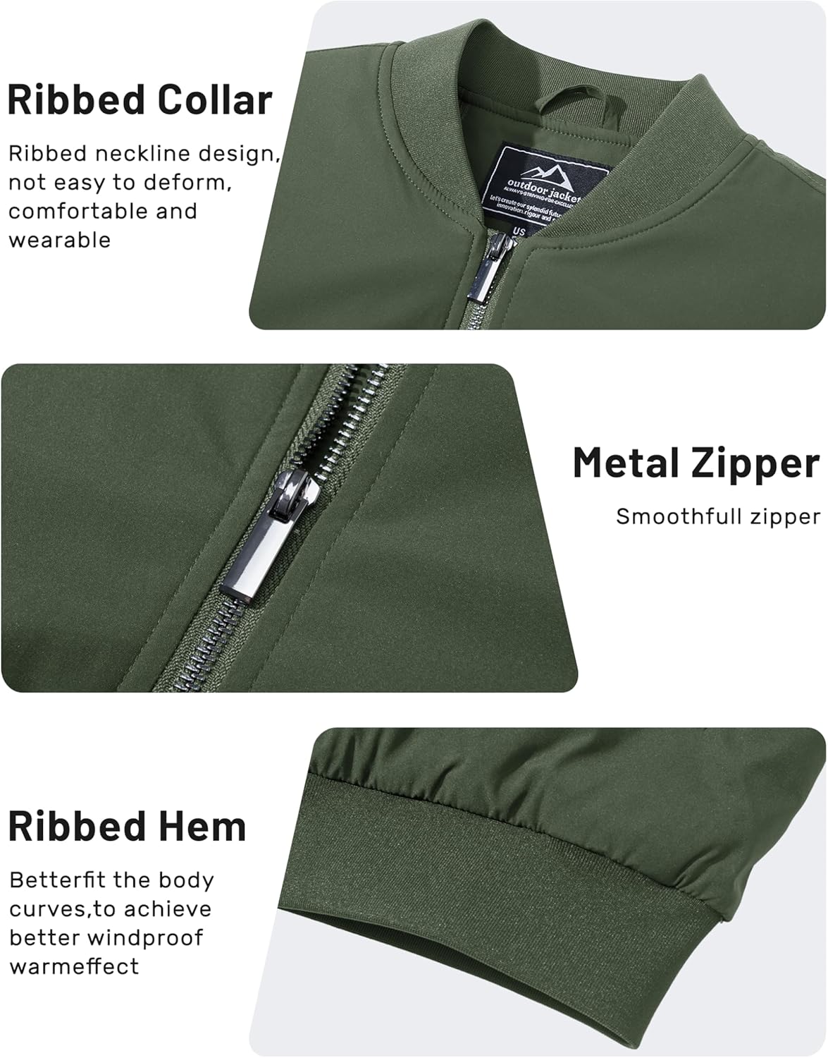 TACVASEN Men's Bomber Jackets Thermal Quilted Jacket Water Resistant Warm Winter Coats - Image 6