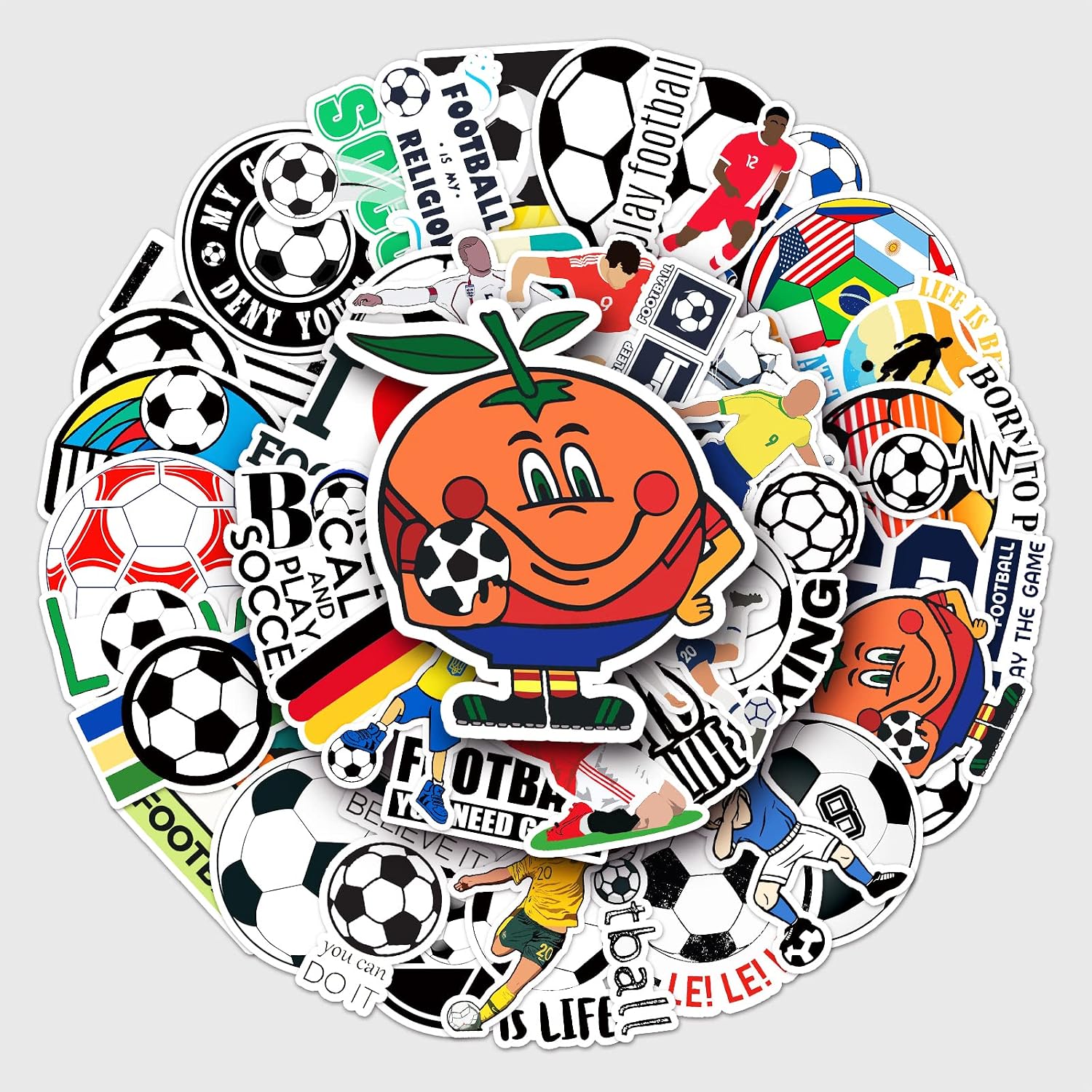 Amazon.com: Soccer Sports Waterproof Stickers for Kids,50pcs Pack ...