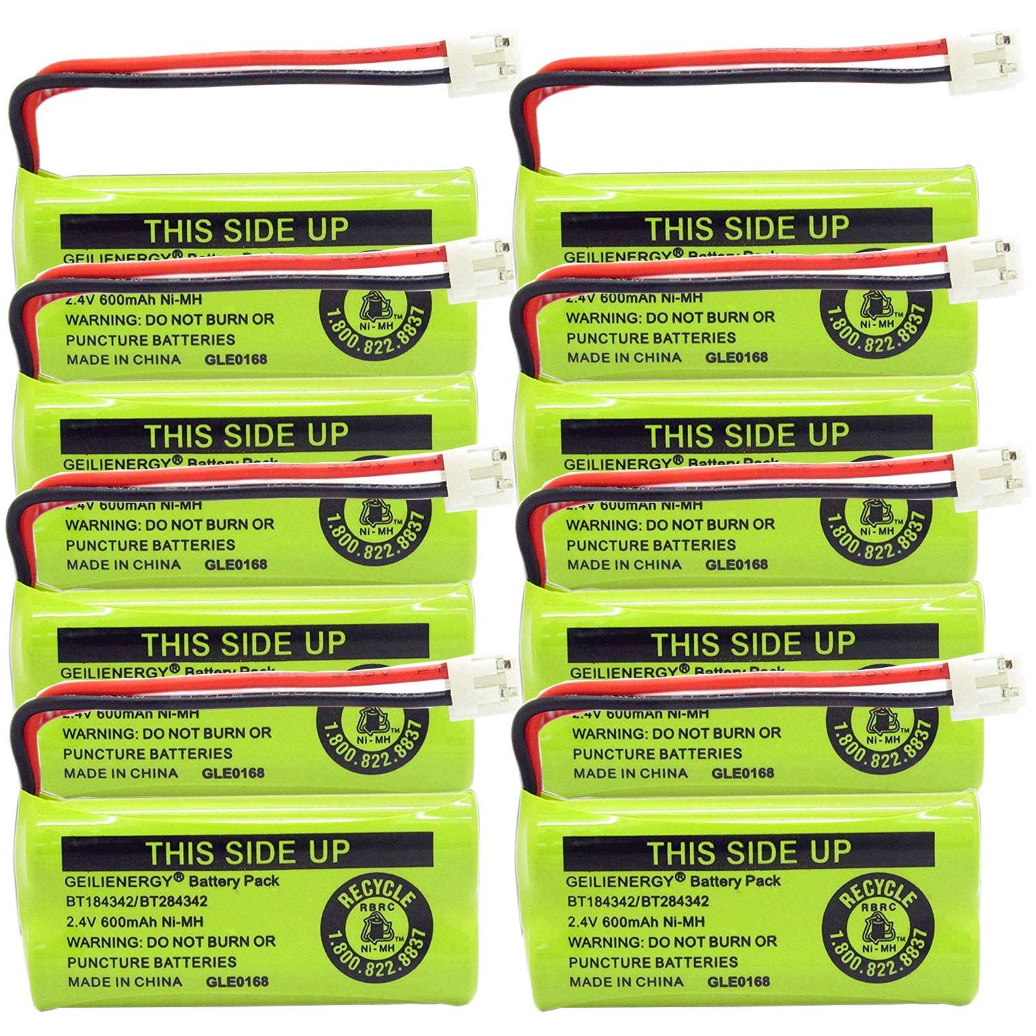 BT184342 BT284342 Rechargeable Phone Battery Compatible with for AT&T BT18433 BT28433 BT-8300 BT1011 BT1018 Vtech 89-1326-00-00/89-1330-01-00/Empire CPH-515D (8-Pack 184342 Batteries)