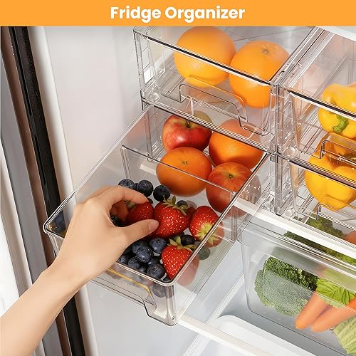 Miniatura 2 de 2 Pack Stackable Storage Drawers,Plastic Organizers Bins, Drawers Storage with Handles and Movable Dividers for Organization and Storage in