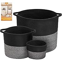 COSYLAND Set di 3 Cesti Portabiancheria - Cestini Pieghevoli in Cotone Naturale con Manici