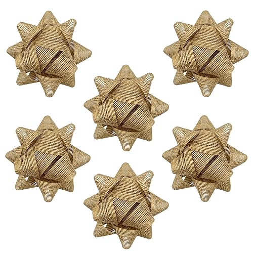 6 Pieces Christmas Natural Burlap Bows for Gift Wrapping, 4.5