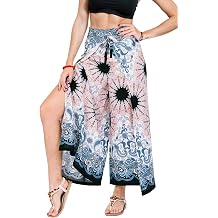 Your Cozy Wrap Palazzo Pants for Women | Boho Tie Front and Back Wide Leg Hippie Trousers, One Size Waist to 40 in, Rayon