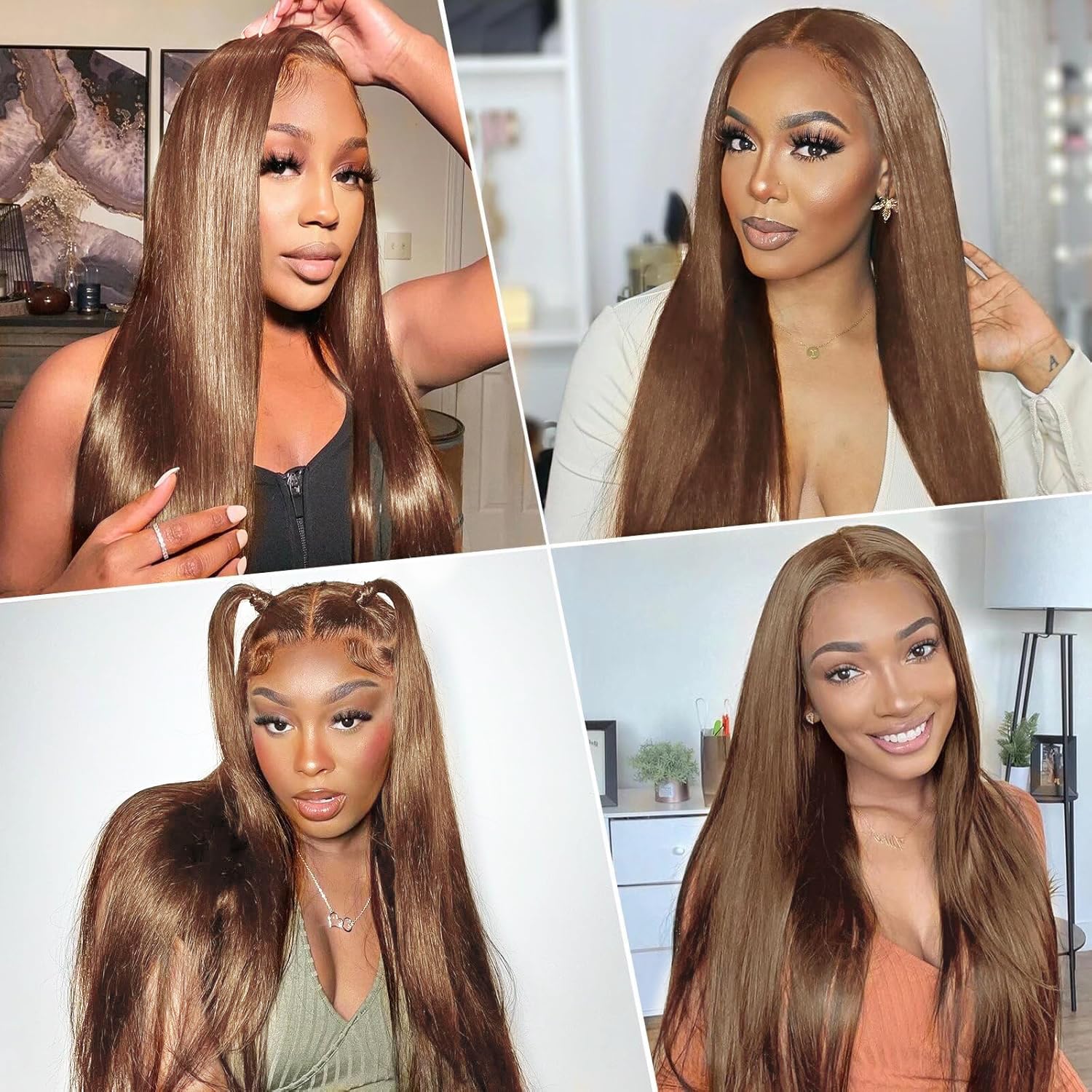 Glueless Wig Human Hair Chocolate Brown 5x6 Pre Cut Lace Wig Human Hair For Black Women, Perruque Femme Naturelle Brésilien Perruque Cheveux Humain Sans Colle Marron Chocolat Straight Wig 18 Pouces