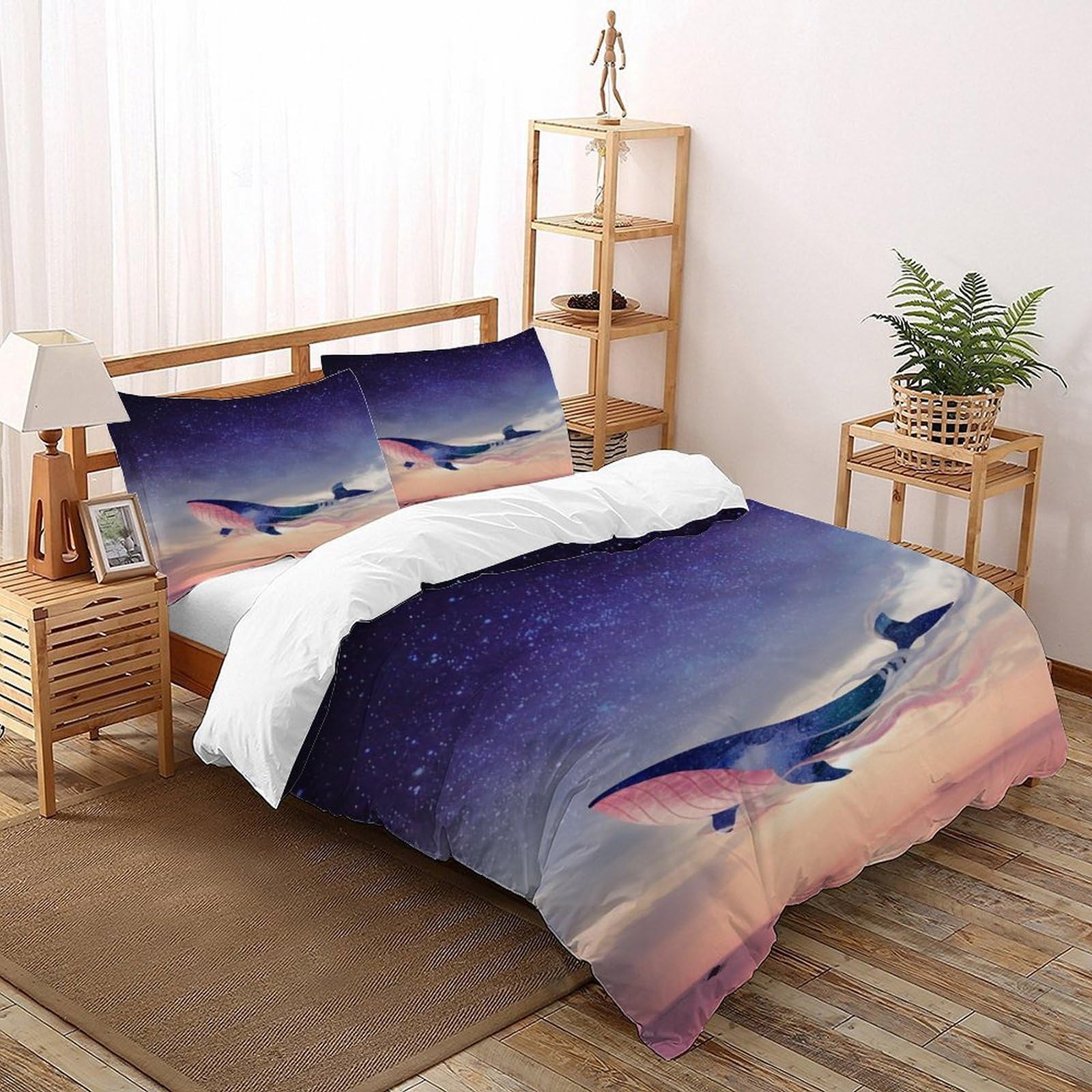 Ensemble literie baleine housse de couette animal marin lit 2 personnes