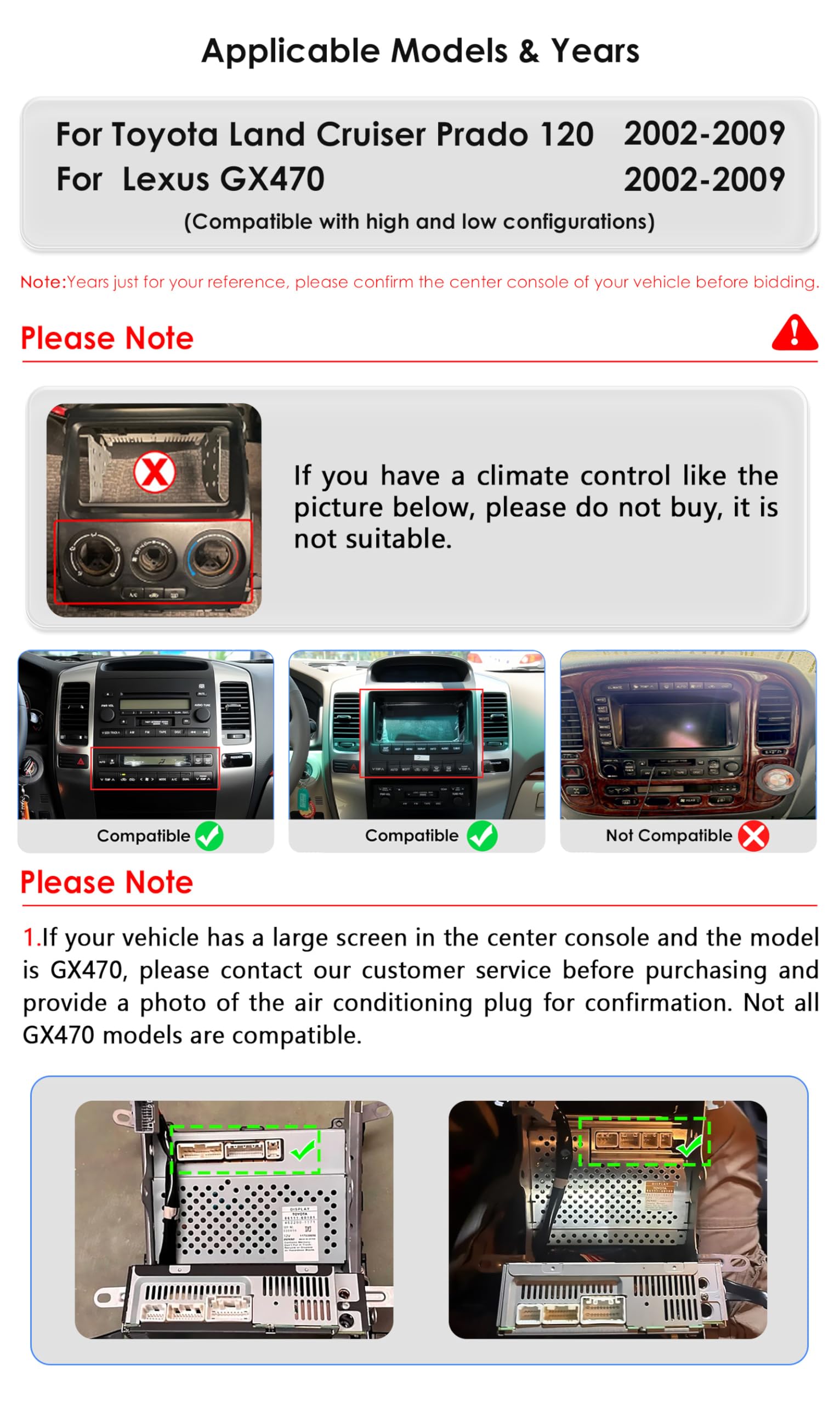 Ossuret Autoradio pour (2002-2009) Toyota Land Cruiser Prado 120/ Lexus GX470, 9.7 Pouces Android 13 écran Tactile 2+64 Go Navigation GPS avec Carplay Android Auto WiFi Bluetooth USB