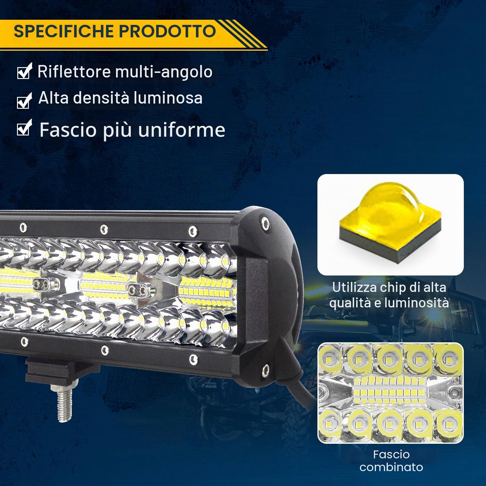 Willpower Barra LED 107cm 42 Pollici 900W Barra Luci LED 12V 24V Combo Fascio Spot e Inondazione Faretti Faro da Lavoro per Fuoristrada Auto Trattore Camion 4x4 Barca ATV