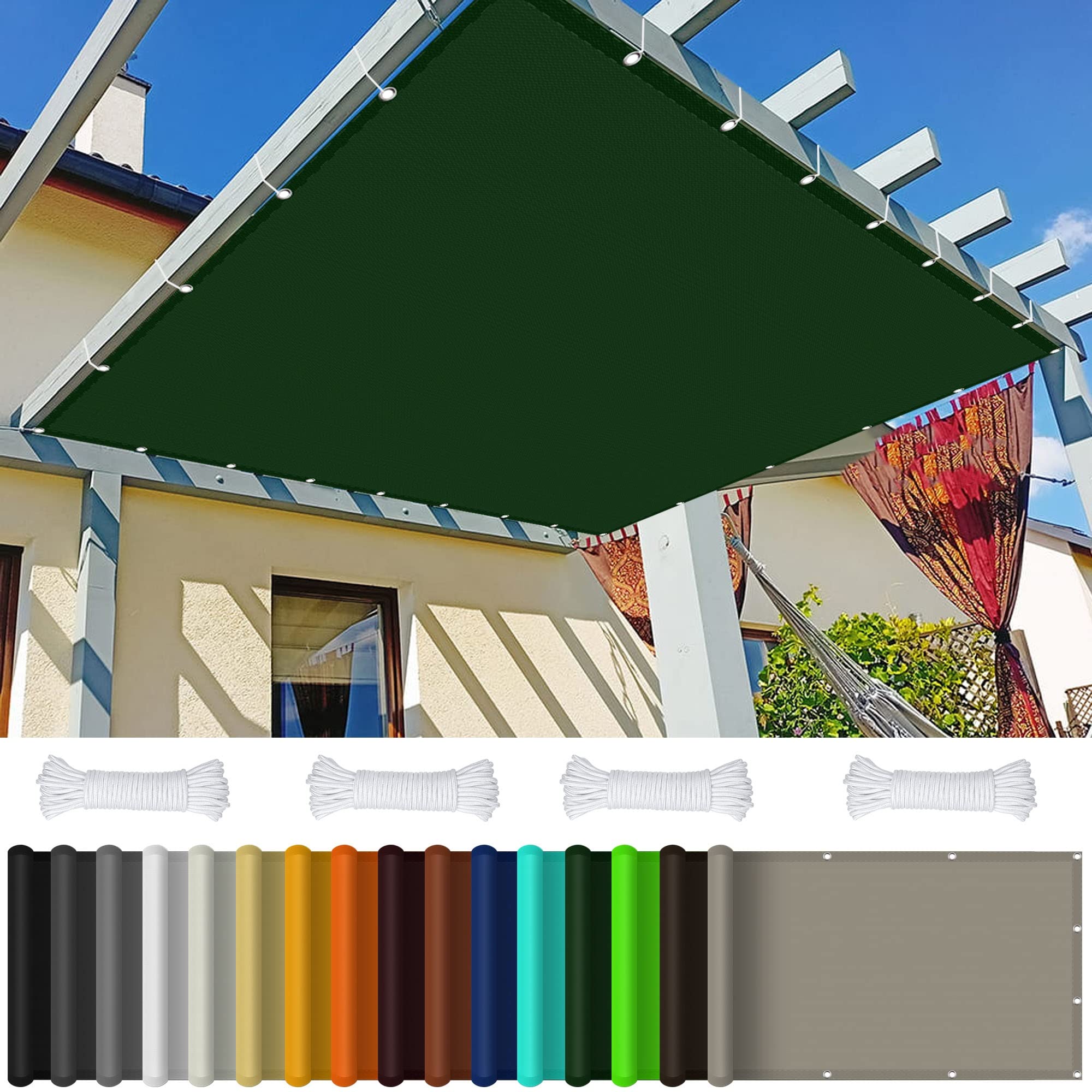 Ogrodowy baldachim przeciwsłoneczny 1.5 x 3.4 m Pergola Patio Żagiel z darmową liną na zewnątrz Patio Ogród Trawnik Pergola Decking, Ciemnozielony