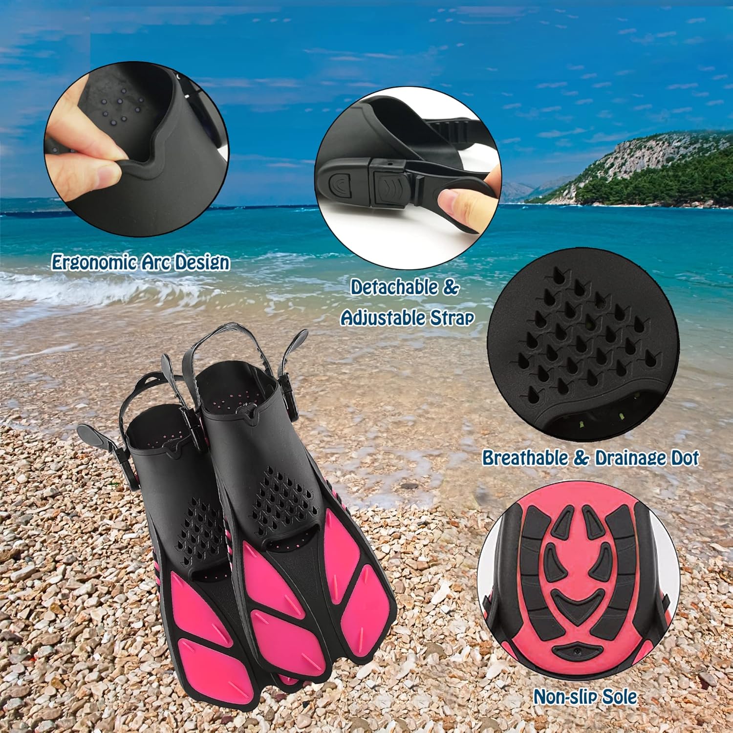Snorkeling Gear for Adults with Fins Scuba Diving Gear Adult Professional Travel Snorkel Sets with Flippers,Anti-Fog Anti-Leak Diving Mask - Image 4