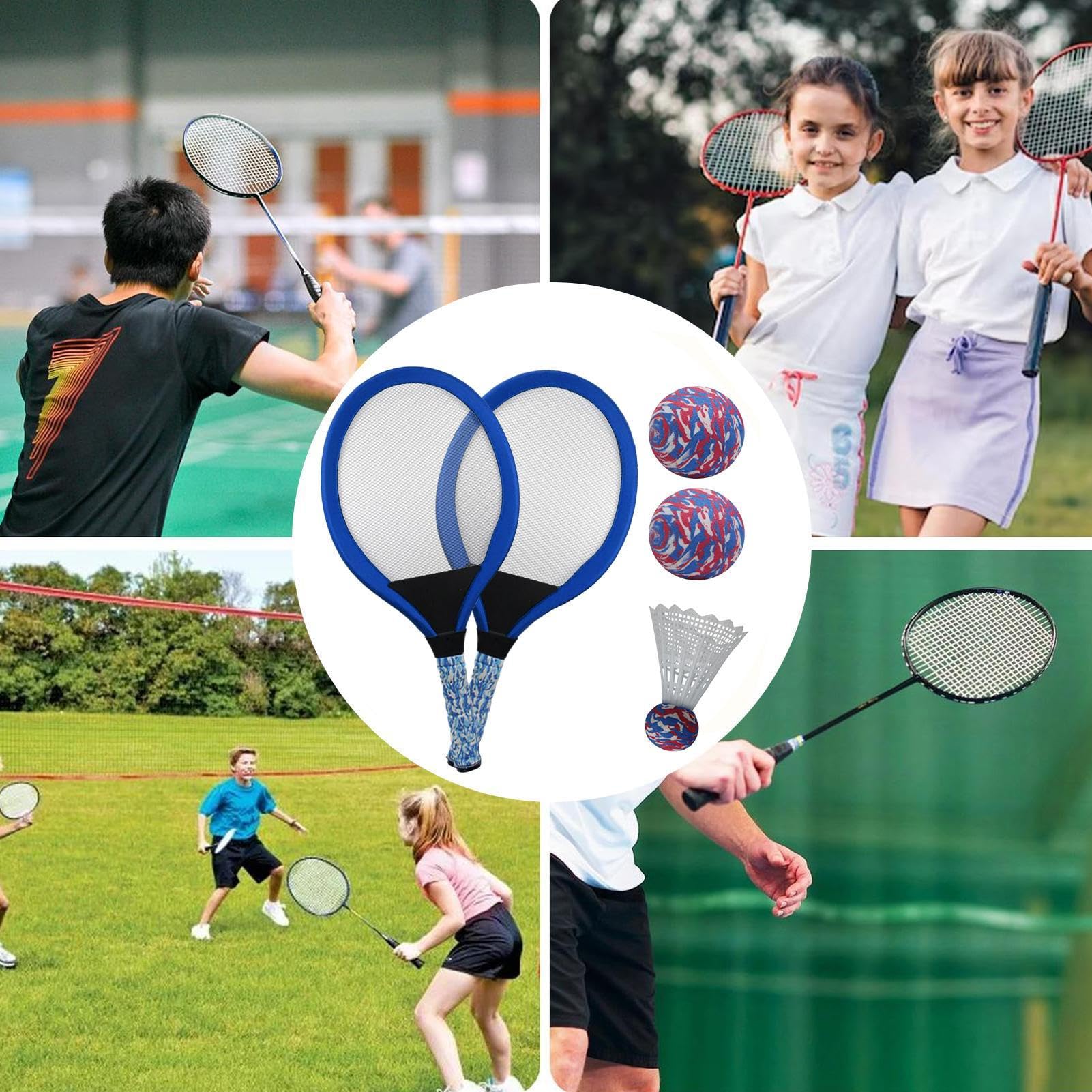 Raqueta de bádminton para niños, raquetas de entrenamiento de bádminton para tenis, 1 par de juegos deportivos interactivos para padres e hijos, para niños y niñas, adolescentes y principiantes en la