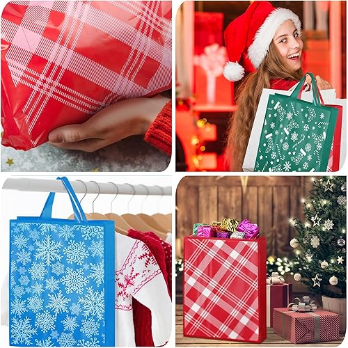Miniatura 10 de Paquete de 200 bolsas de mercancía de Navidad con asas, bolsas de regalo reutilizables para regalos navideños, bolsas de compras para suministros de