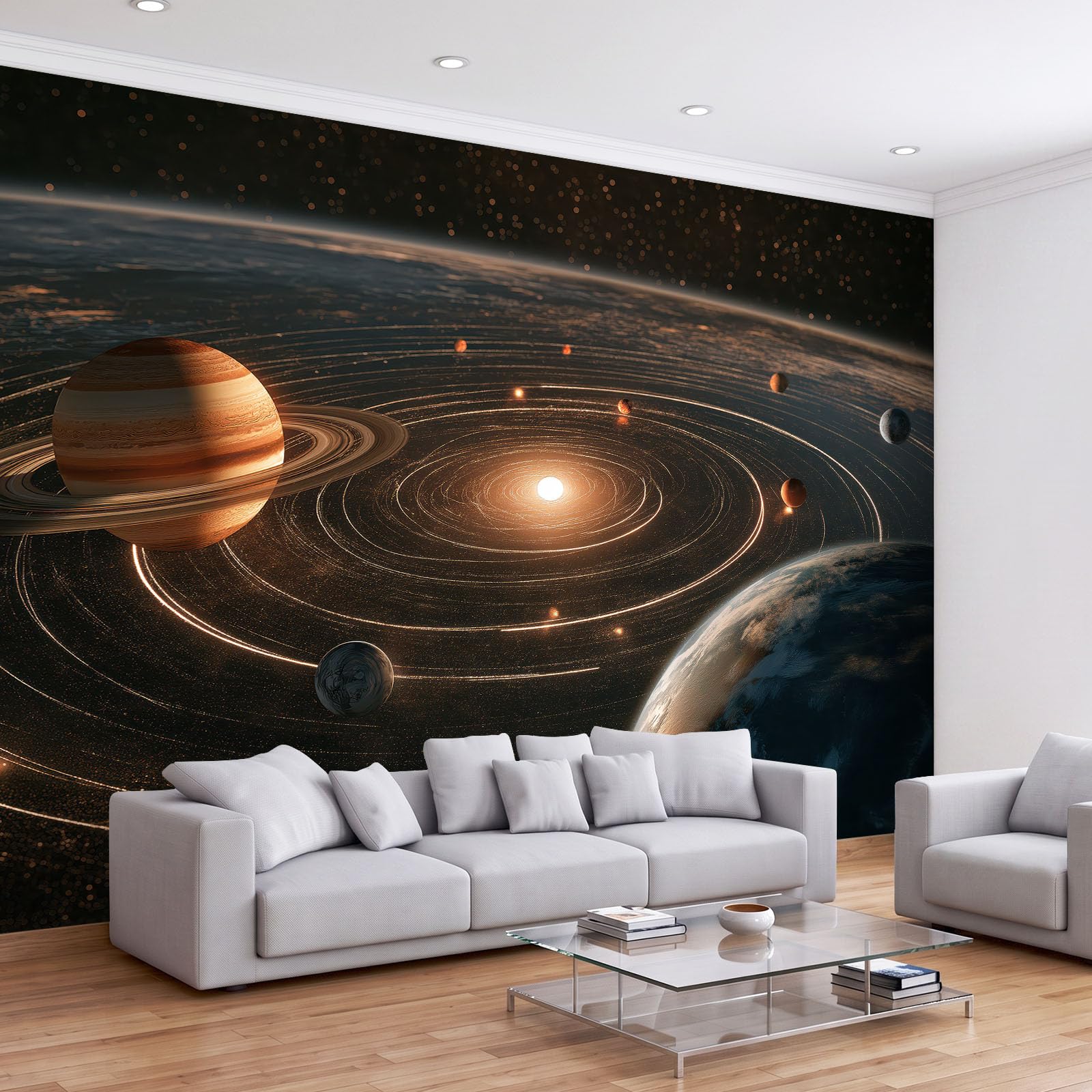 Tapeta z włókniny 350 x 256 cm epoka współczesna wszechświat układ słoneczny gwiazdy panoramiczne fototapety gobelin ścienny dekoracja ścienna pokój dziecięcy i restauracja, ciemnoniebieski