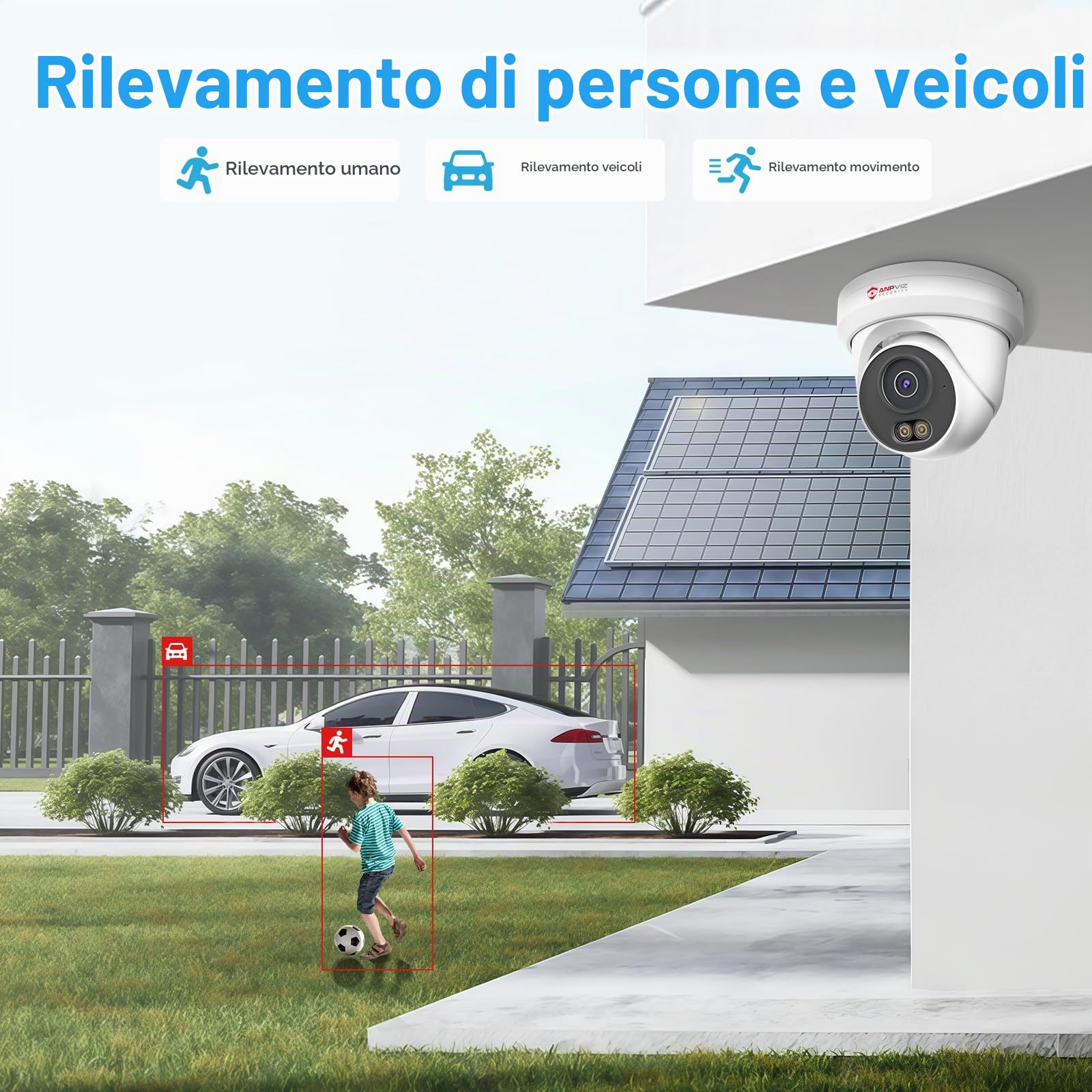 Anpviz 6MP Telecamera IP PoE Esterno, Rilevamento di Uomo/Veicolo