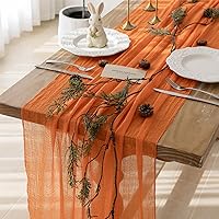 Vista 17 de Keketoarrange - Caminos de mesa rústicos de gasa color blanco marfil crema, 120 pulgadas y 10 pies, camino de mesa largo de tela de queso traslúcida