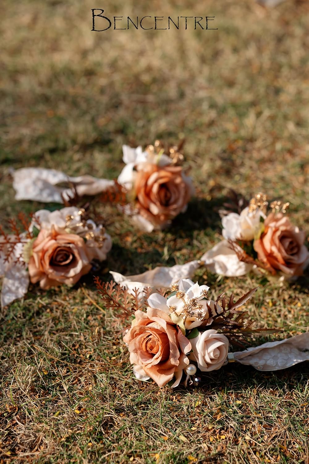 Walnut Brown Corsage for Wedding(Set of 6),Wrist Corsage,Corsage for Prom,Boho Wedding,Party Prom Hand Flower Decor,Mother of The Bride Corsage,Bridesmaid Wrist Corsage