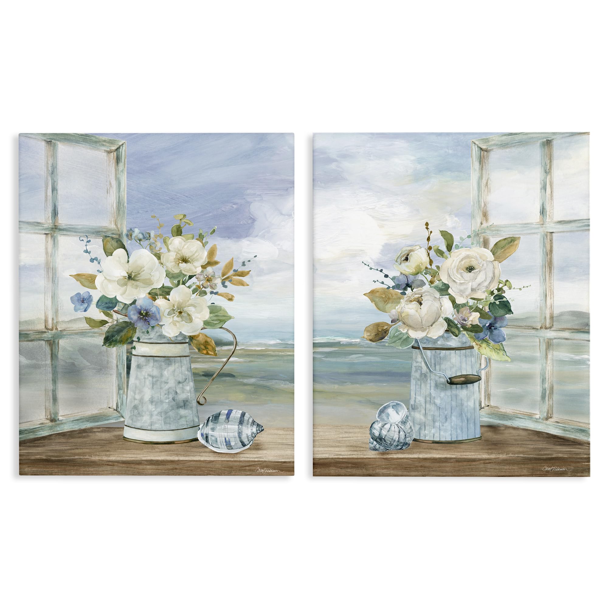Stupell Industries Unframed 'Seaside Bouquets In Window'| 2Pc Canvas Art Set 2