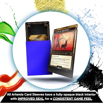 Quiver Time Blue Trading Card Deck Block & Card Sleeves Bundle Fits Magic: The Gathering Cards & Other TCG - 80+ Standard Deck Box with 2 Dividers and 100 Artemis Blue Sleeves (66 x 93 mm)