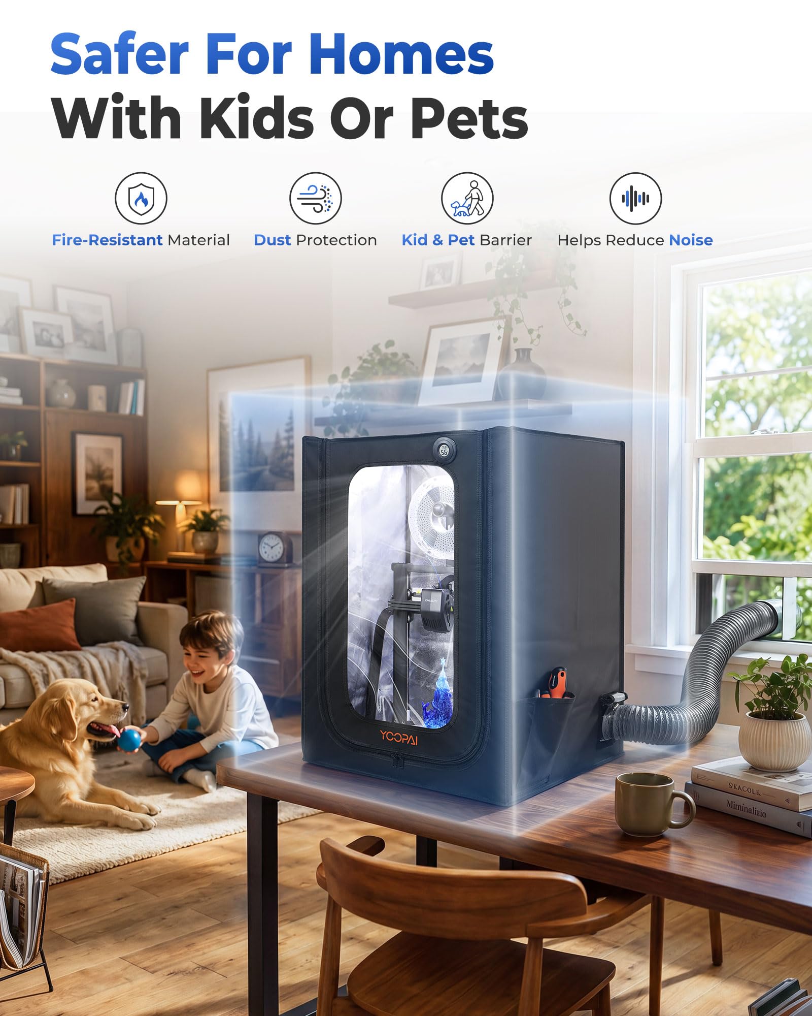 YOOPAI Caja de impresora 3D con kit de ventilación y luz LED, cubierta mediana para Creality Ender 3 V3 SE/KE, Ender 3/Pro/V2/S1/Neo, Anycubic & Elegoo, 550 x 650 x 780 mm