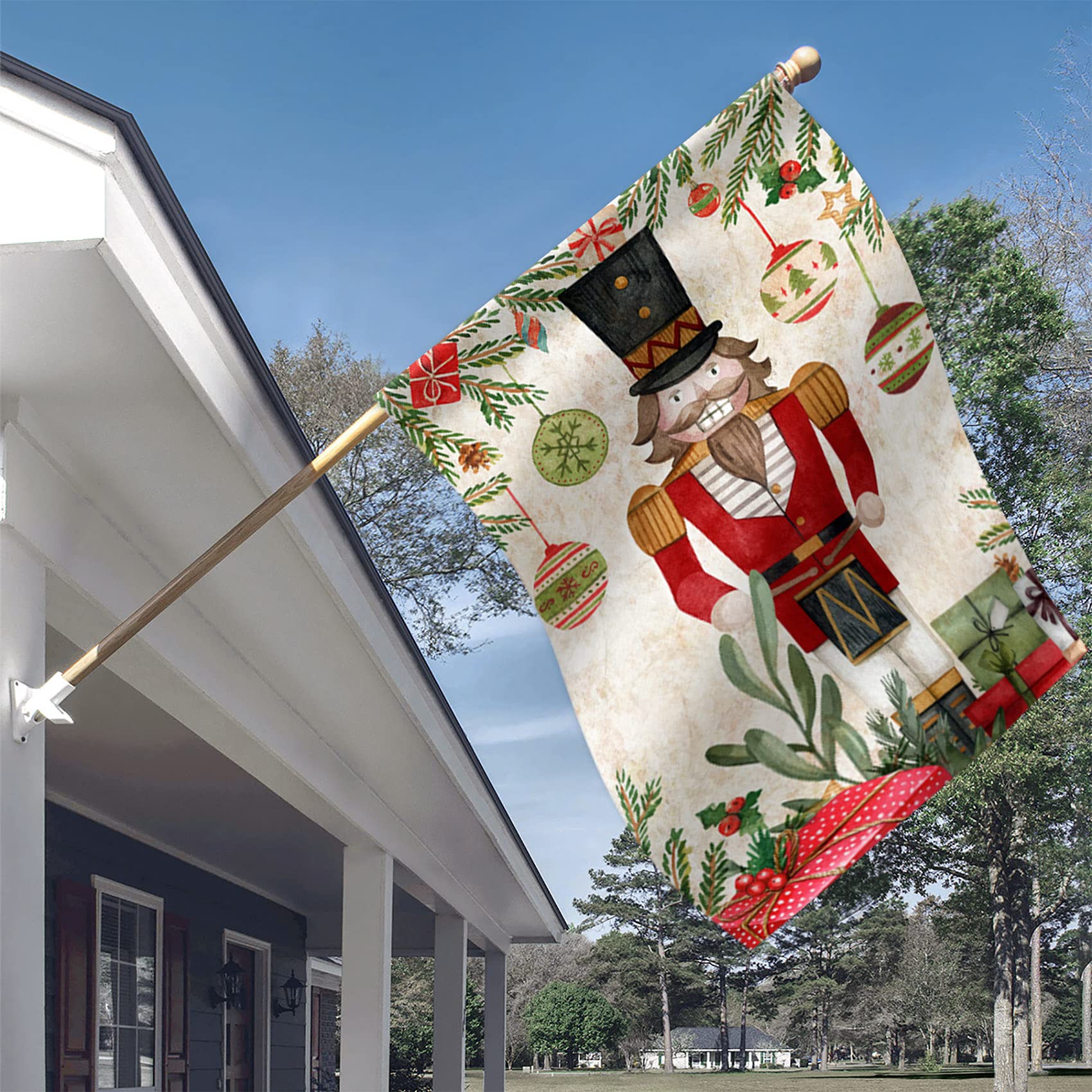 Vigor Home Merry Christmas Nussknacker-Gartenflagge, Doppelseitig, 30,5 X 45,7 Cm, Wetterfest