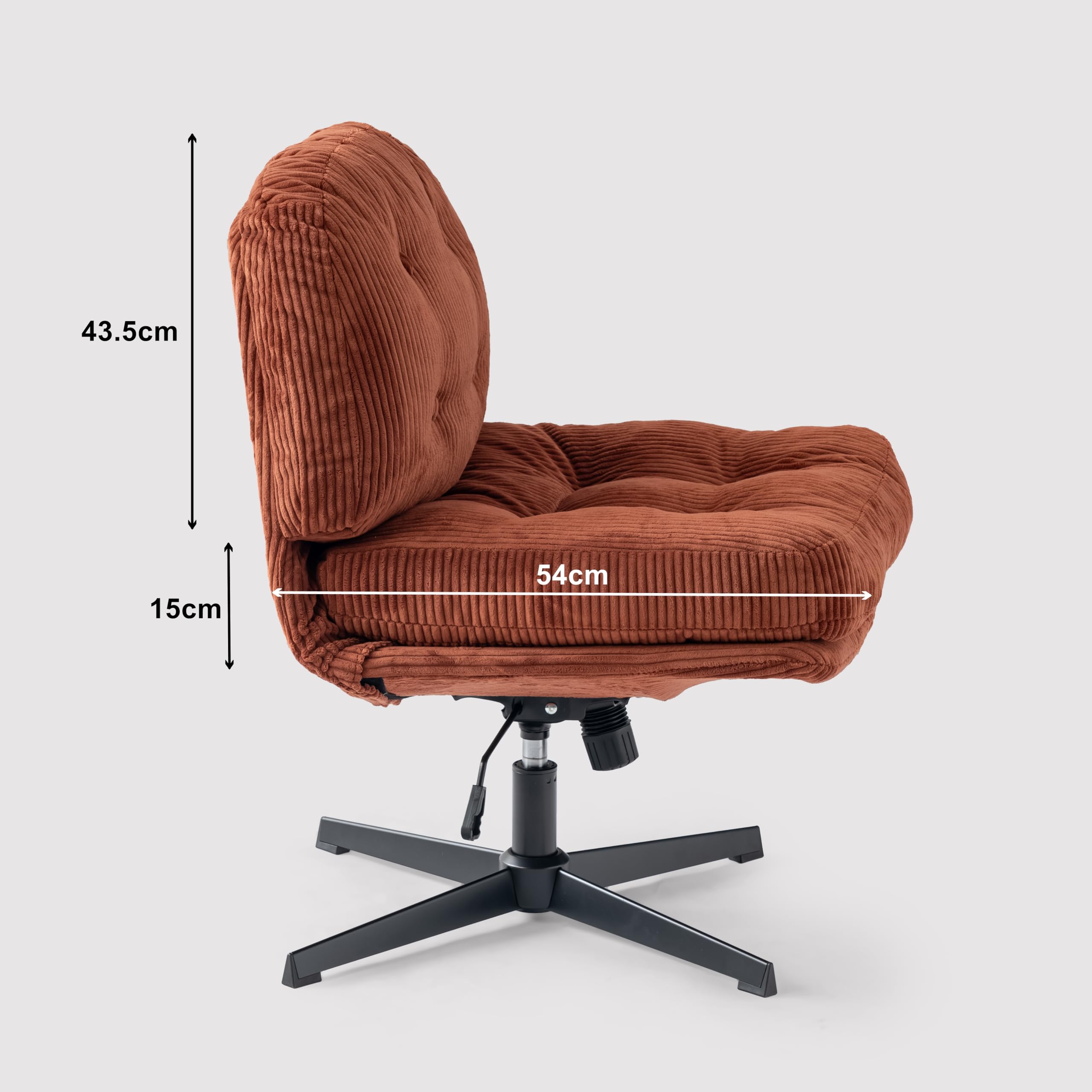 MEUBLE COSY Poltrona Girevole Sedia da Salotto Funzione di Inclinazione Libera Poltroncina Relax con Seduta Spessa Schienale in Velluto a Coste Rosso