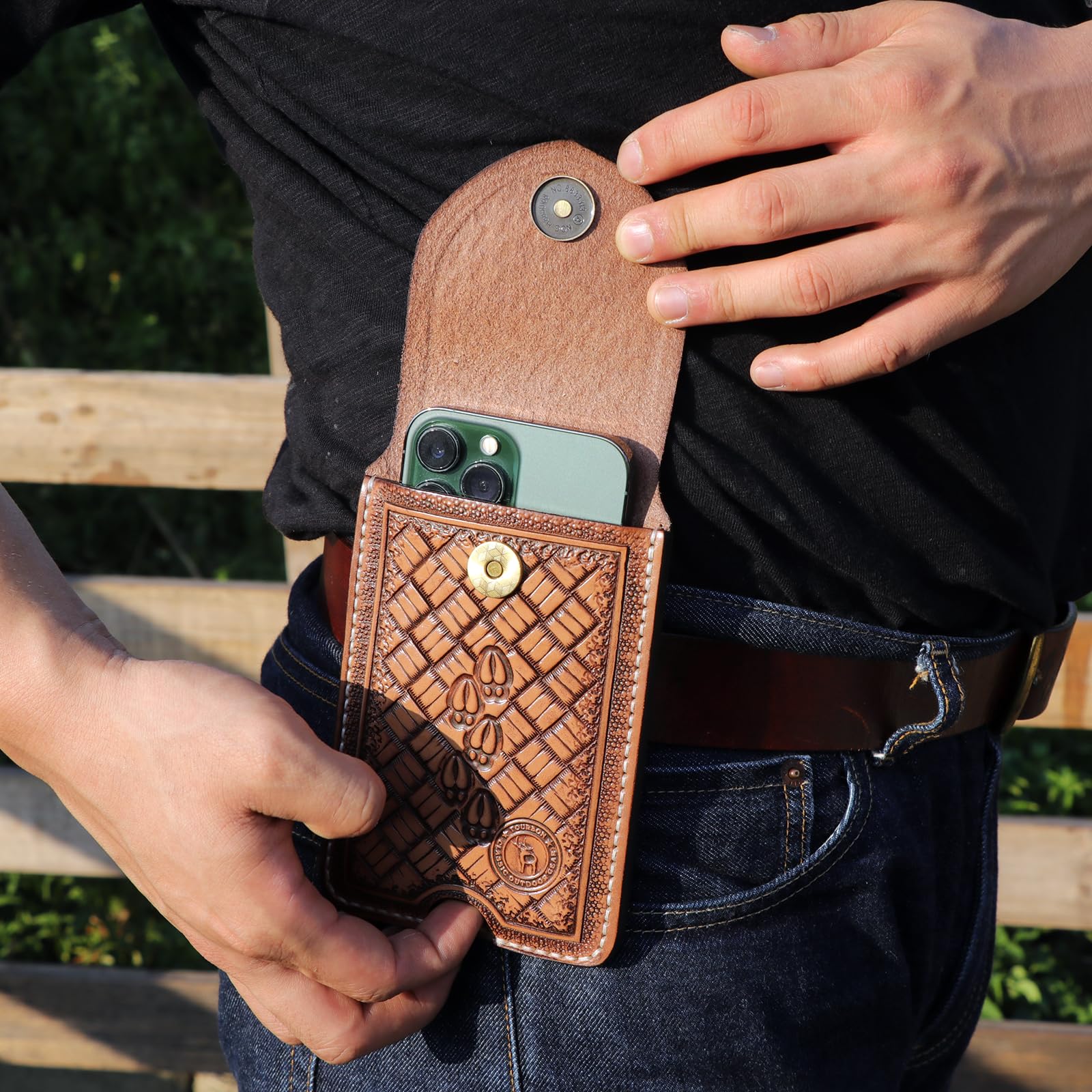 Tourbon Echtleder-Handytasche für Gürtel, Herren-Handyholster, leichte Smartphone-Halterung