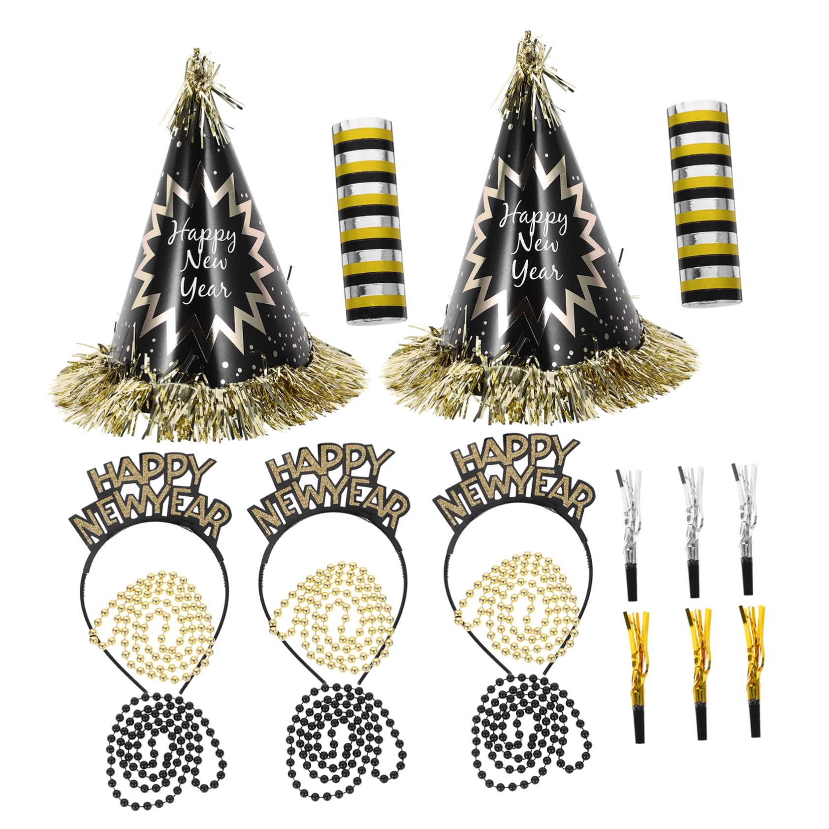 TOYANDONA 1tasche Neujahrsdekorationsset Mit Perlenkette Und Hut Partyhüte Für Silvester Und Stirnbänder Tröten Für Silvesterfeiern