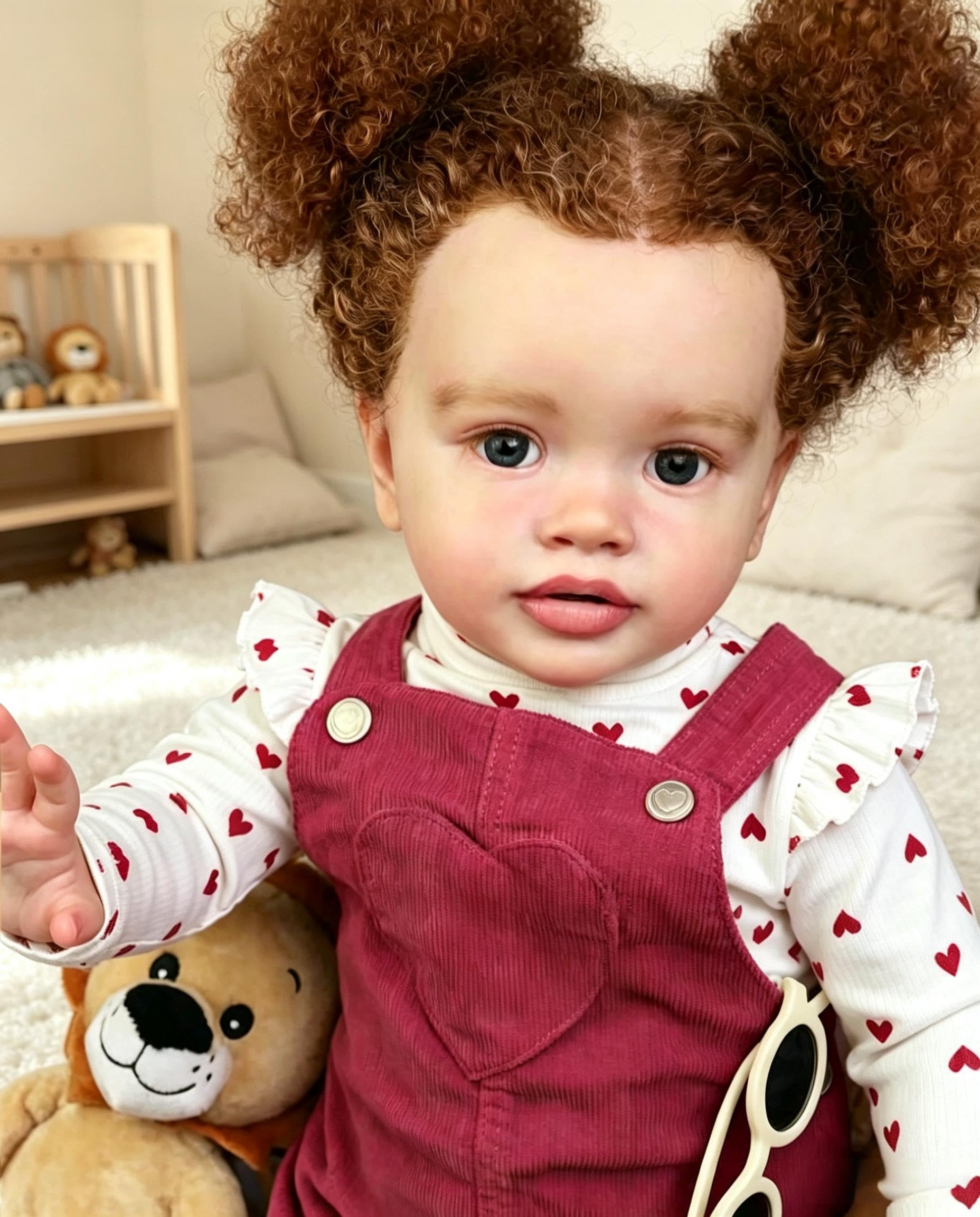 RXDOLL Duży rozmiar realistyczne lalki Reborn Baby Dolls Girl 66 cm realistyczna lalka malucha kręcone włosy prawdziwe lalki niemowlęce miękka tkanina winylowa ciało Reborn maluch dziewczyna prezent