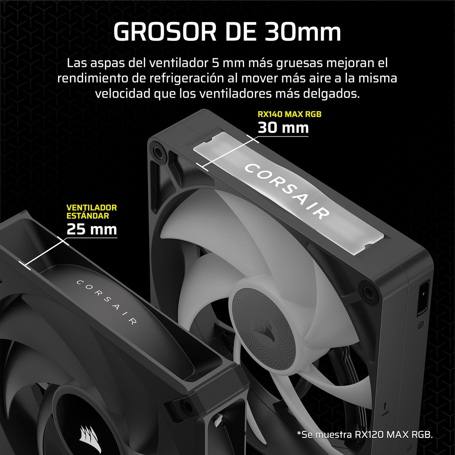 CORSAIR iCUE Link RX140 MAX RGB 140 mm PWM Ventilador Gruesos con iCUE Link System Hub – Alta Presión Estática – Rodamiento Magnético de Cúpula – Pack Doble – Negro 4