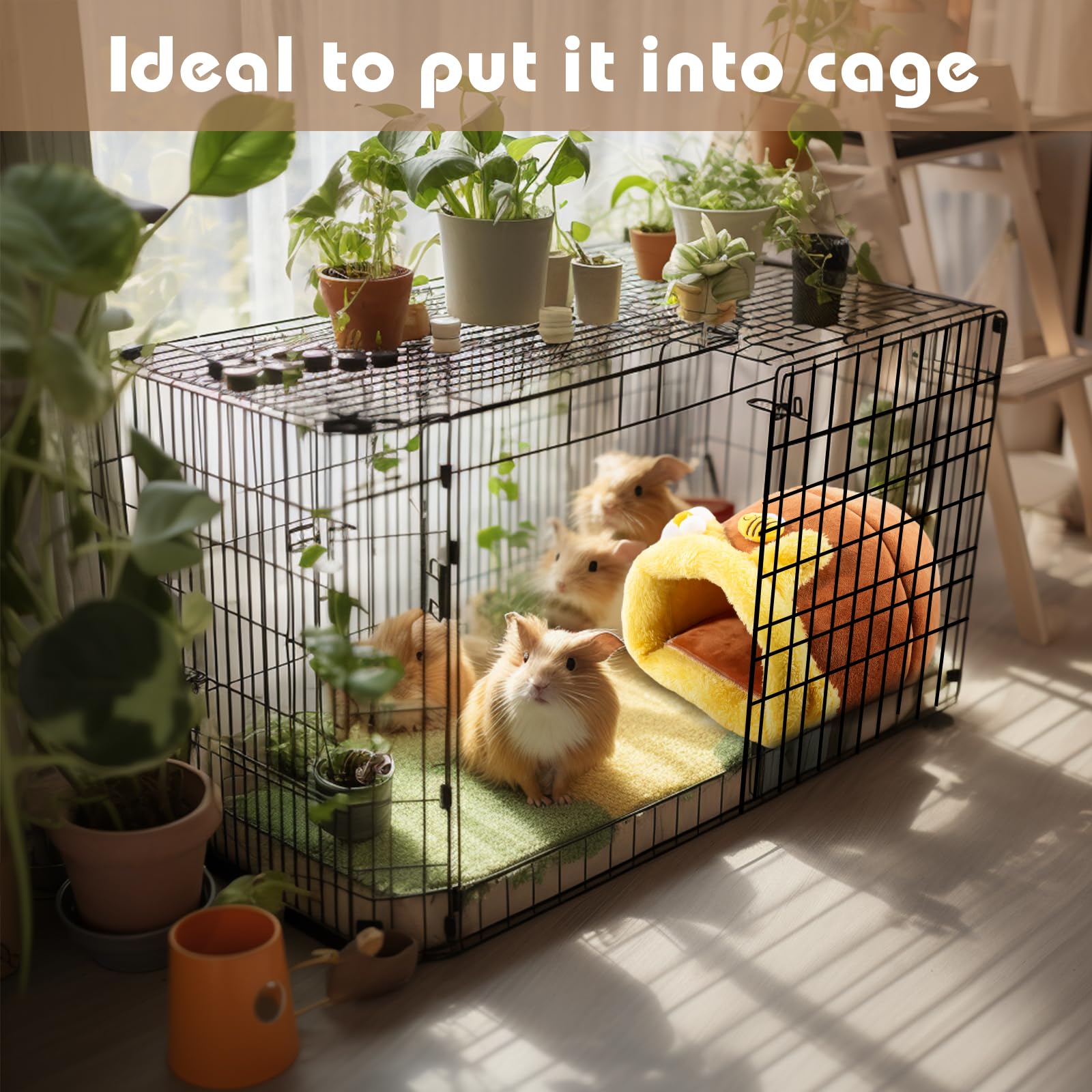 Avont 2 Pack Guinea Pig Bed House Hideout for Cage Small Pet Washable Warm Sleep Bed for Dwarf Rabbits Chinchillas Hamsters Hedgehogs Ferrets Bearded Dragons and Rats -Cottage - Image 2