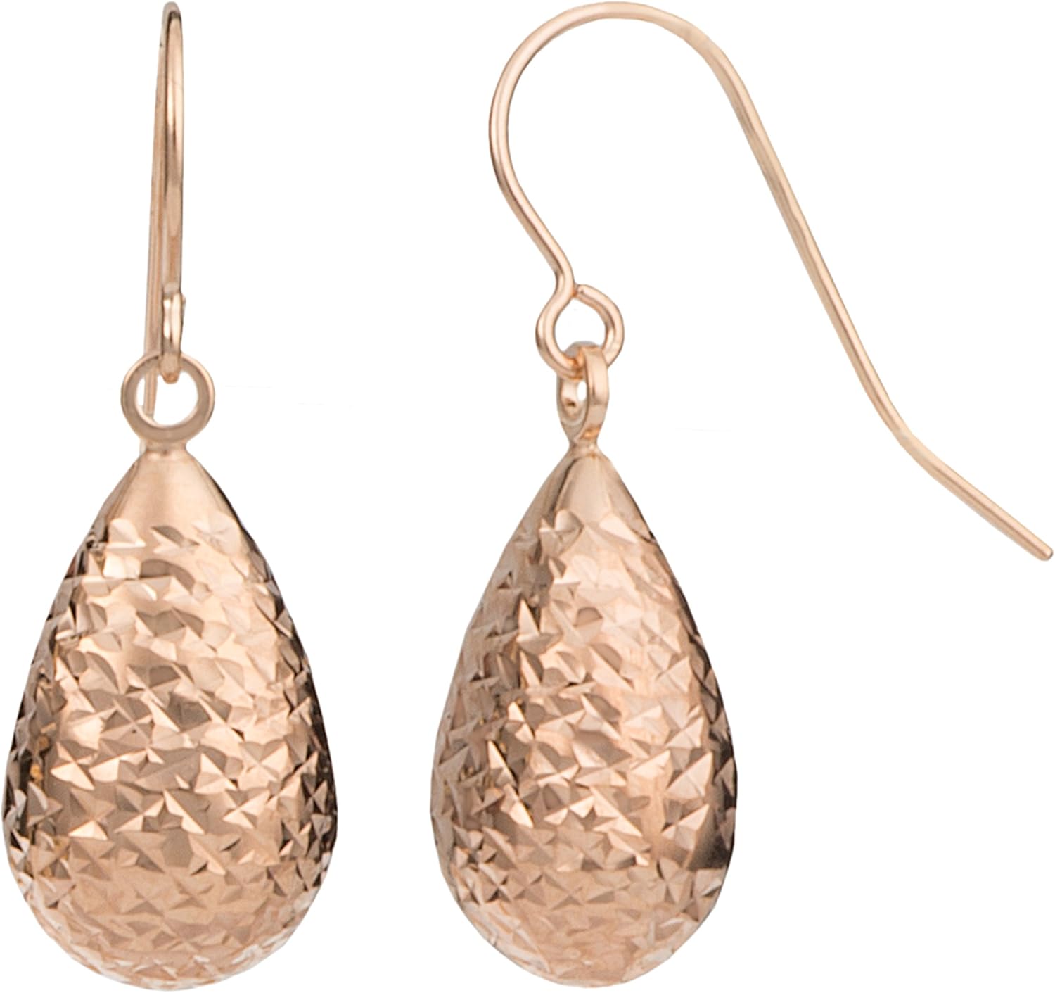 Kooljewelry 10k Gold Diamond-cut Pear Drop Earrings