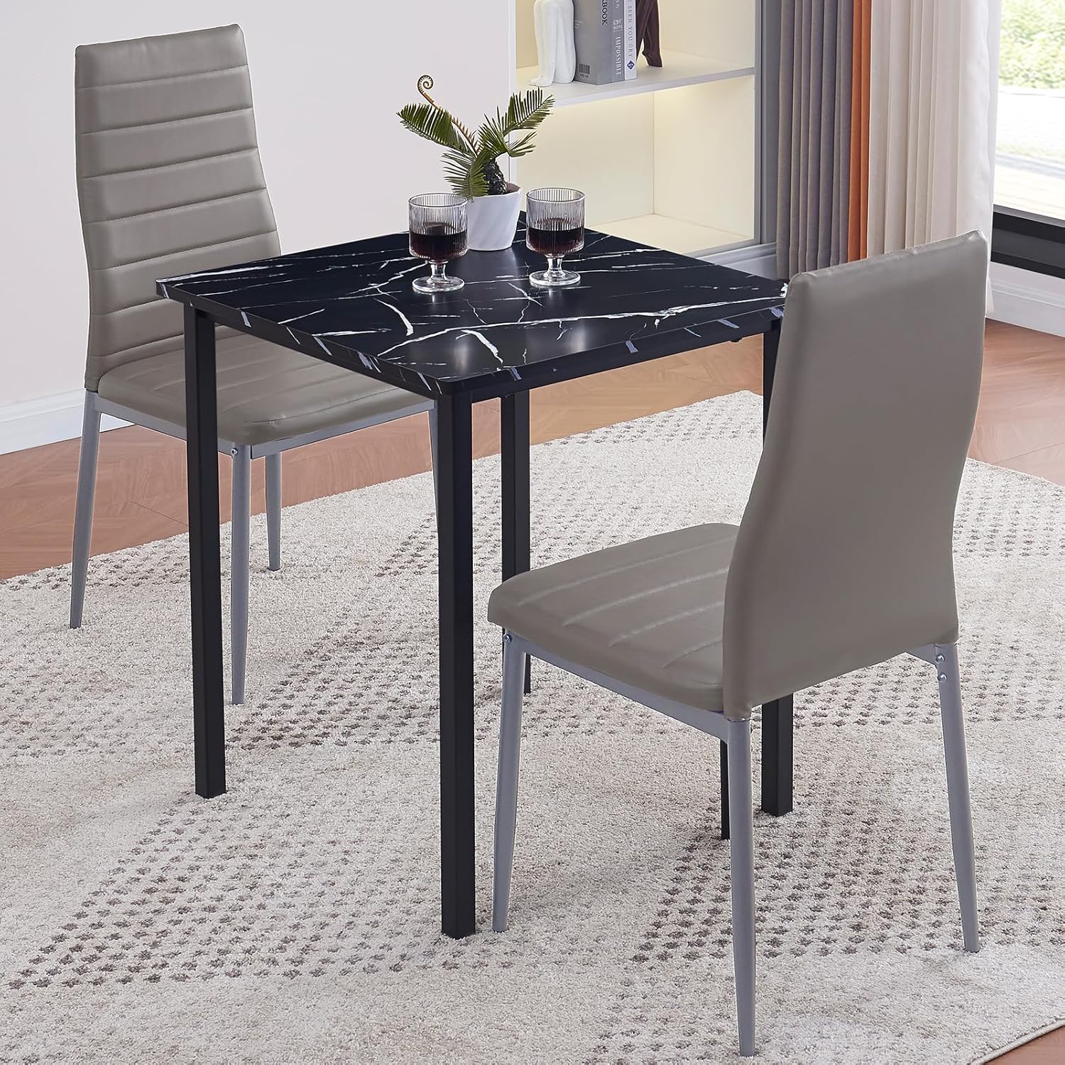 Amazon.com - PEITAIKO 3 Pieces MDF Dining Table with Chairs, Square ...