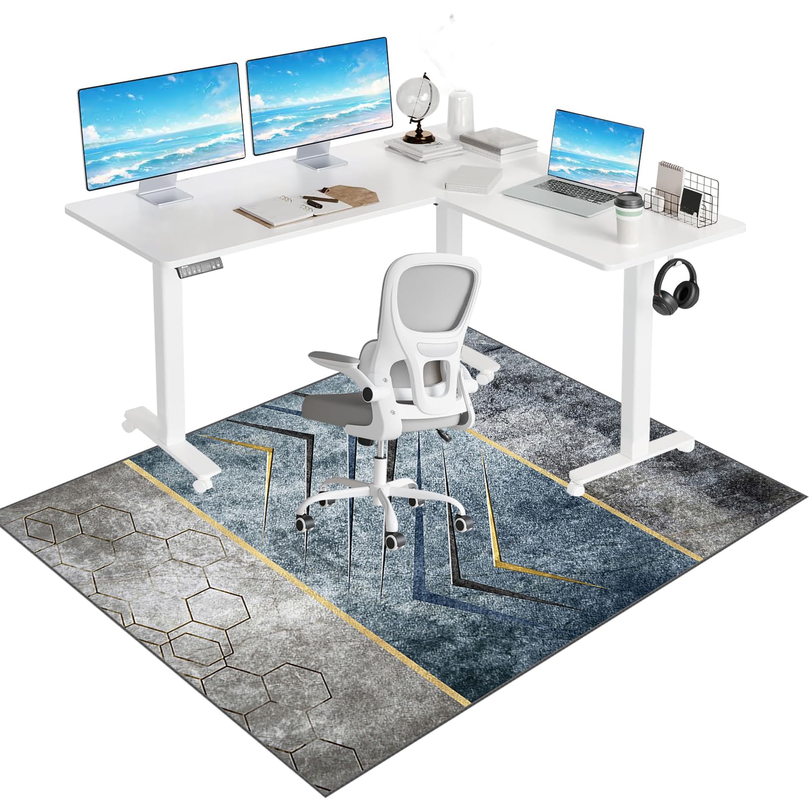Office Chair Mat for Hard Wood Floors, Heavy Duty Anti-Slip Hardwood Floor Protector Rug, Carpet Protector Mat Easy Clean, Gaming Chair Mat for Carpet Floors, Desk Chair Mat for Carpet 60 x 70 cm