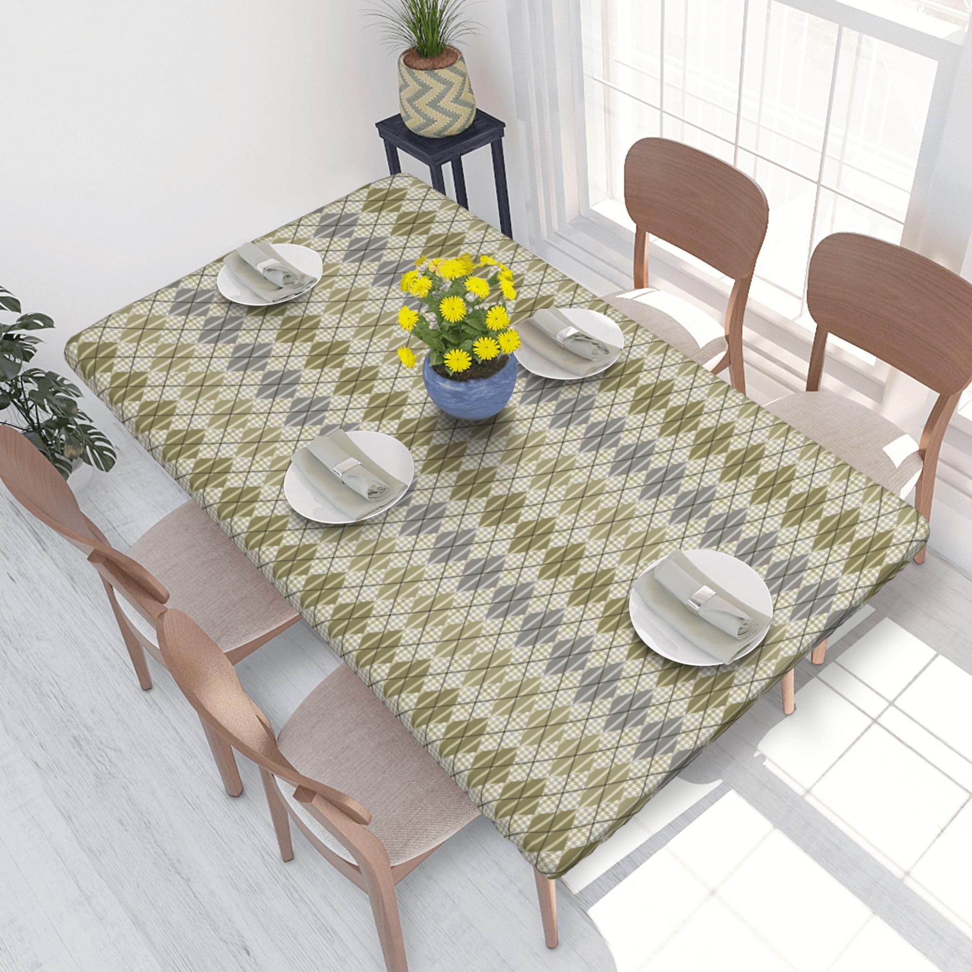 Nappe de fête extensible 76x122 cm à losanges pour repas de famille et buffets extérieurs
