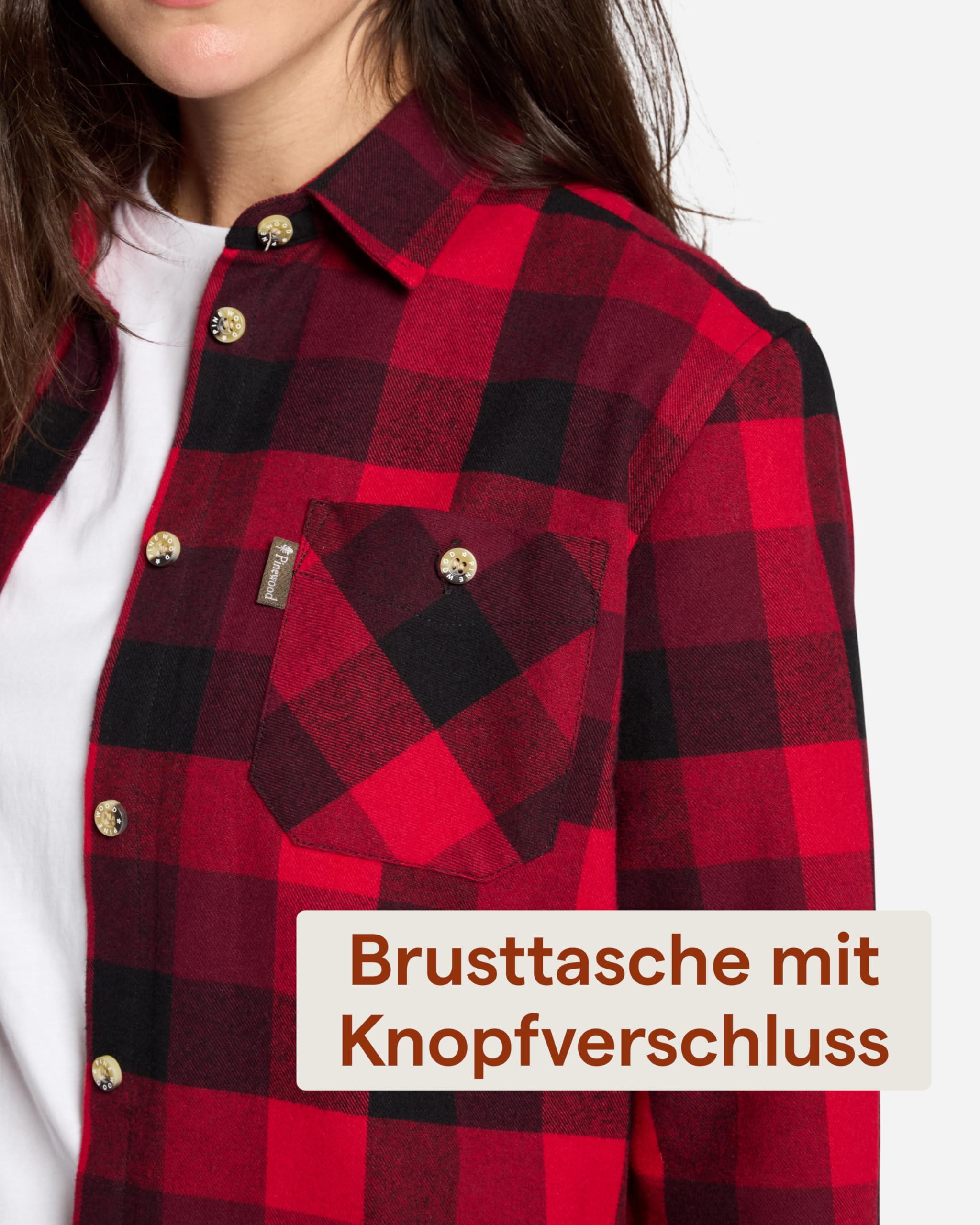 Pinewood Flanellhemd Damen kariert, weiches Holzfällerhemd Damen für Outdoor und Alltag