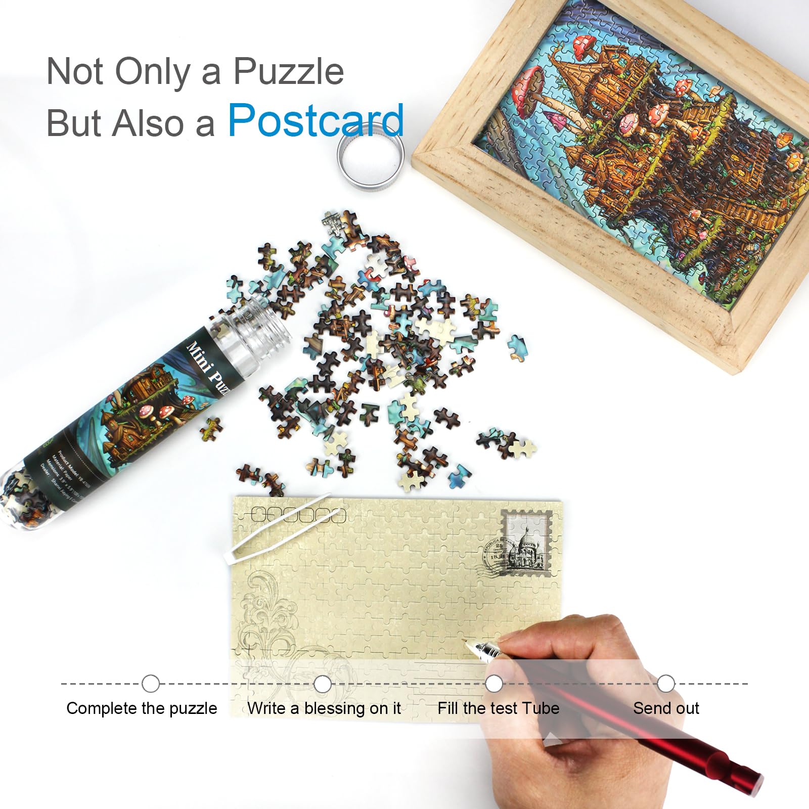 Paquete de 8 Puzzles Mini para Adultos - Puzzle Micro Desafiante de 234 Piezas, Puzzle Pequeño en Tubo de Ensayo, Puzzle de Bolsillo Portátil para Viaje, Regalo Ideal, 10x15 cm