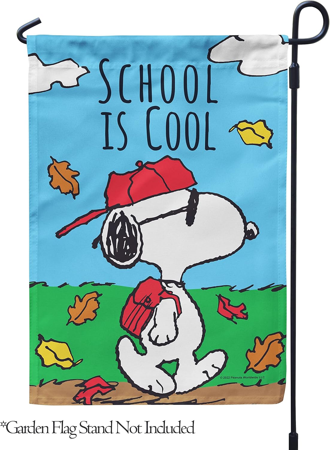 Flagology, PEANUTS School is Cool Snoopy – Garden Flag 12" x 18", Outdoor Flag, Exclusive Premium Fabric, Officially Licensed PEANUTS®, Back to School