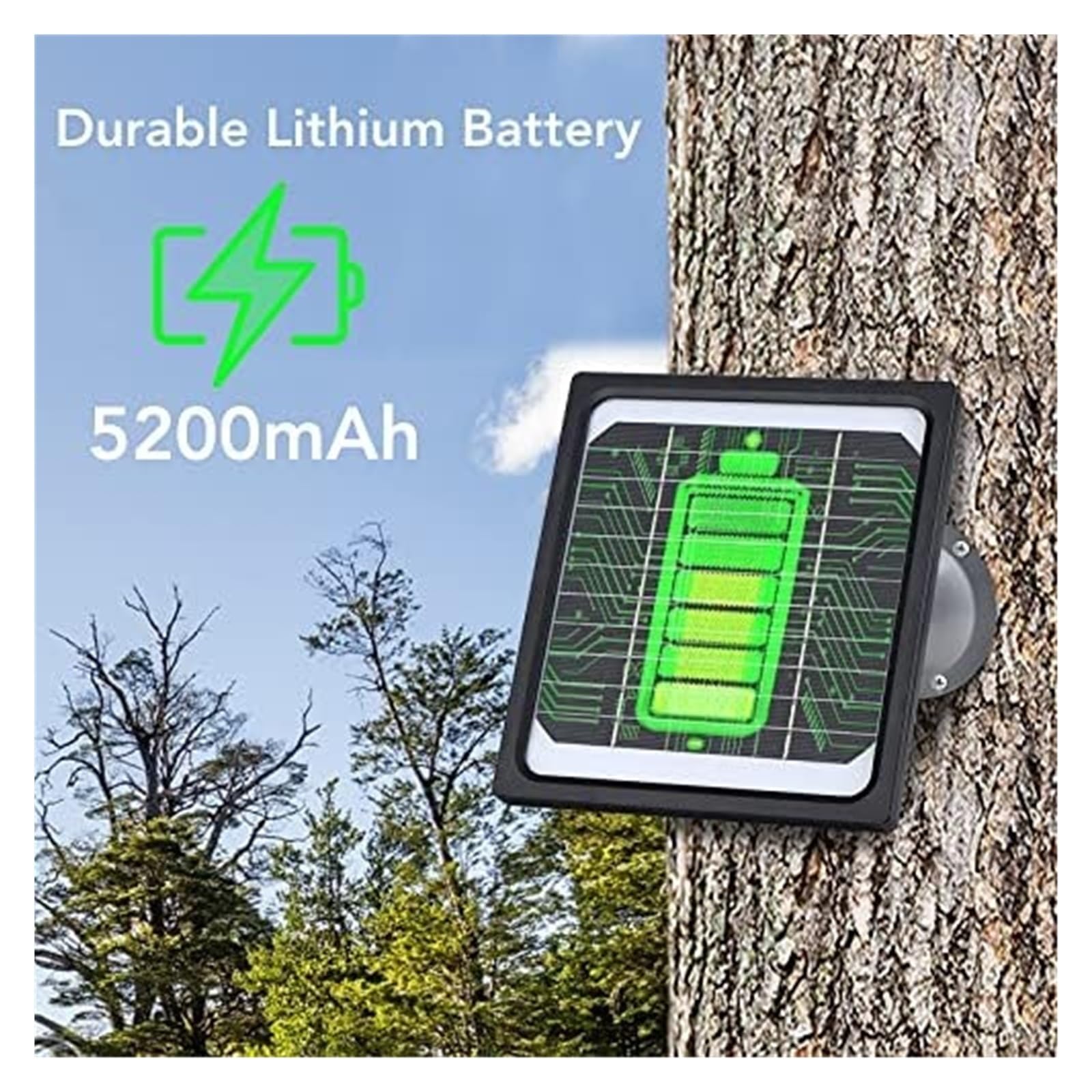 Panel słoneczny do kamery Kamera Terenowa Panel Słoneczny, Zestaw Solarny 12 V Wbudowany Akumulator 5200 MAh, Akcesoria Myśliwskie Do Kamery Do Gier IP65 Wodoodporny, Co Trwały i niezawodny