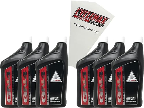 Paquete de seis compatible con Honda GN4 5W-30 aceite de motor 08C35-A5201M02 contiene seis cuartos y un embudo
