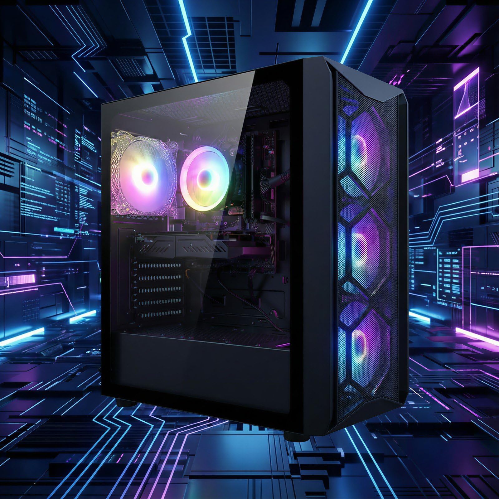 STGAubron Gaming PC Computer Desktop, Intel Core i7 8th Gen up to 4.1G, GeForce RTX 3050 6G, 16G DDR4, 512G SSD, WiFi 6, BT 5.2, RGB Fan x6, Windows 11 Home