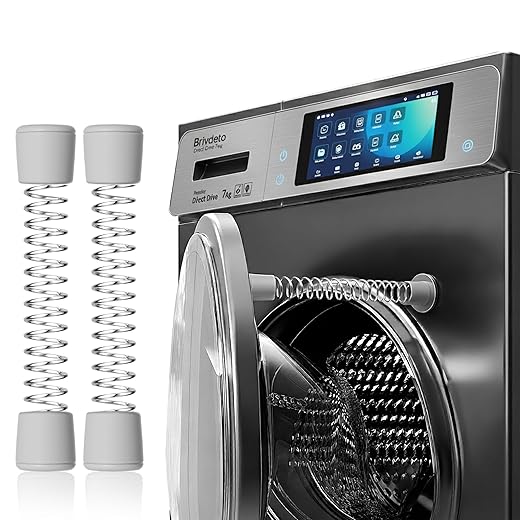 2 Pack Front Load Washer Door Prop – Magnetic Door Holder with Flexible Spring & Adhesive Metal Discs, Keeps Washing Machine Door Open to Prevent Odors, Ideal for Laundry Room Organization – Gray