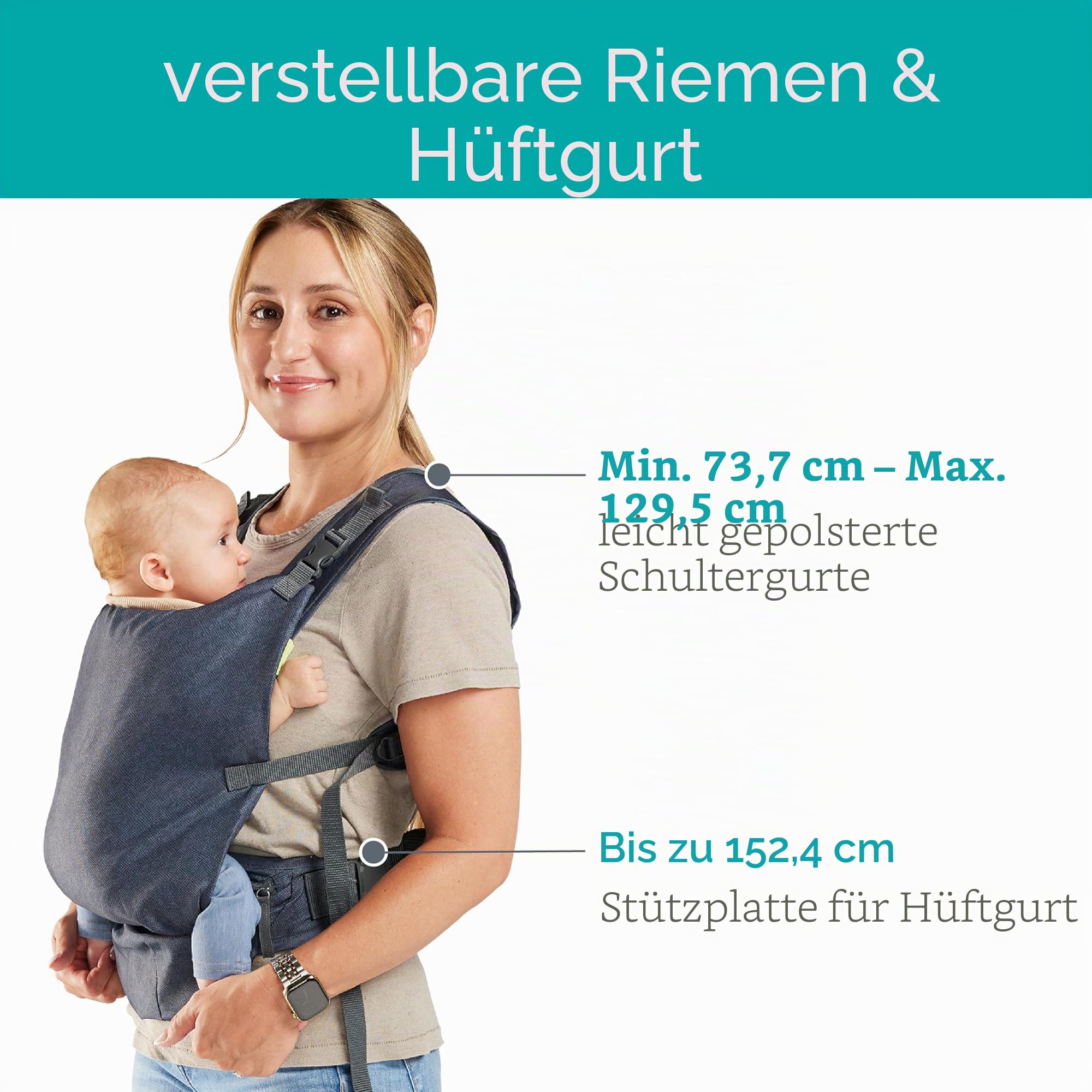 Infantino Fold & Go 2-in-1-Babytrage, Kompakt & Leicht, Verstellbar, für Babys mit einem Gewicht von 5,5 bis 18 kg, Grau