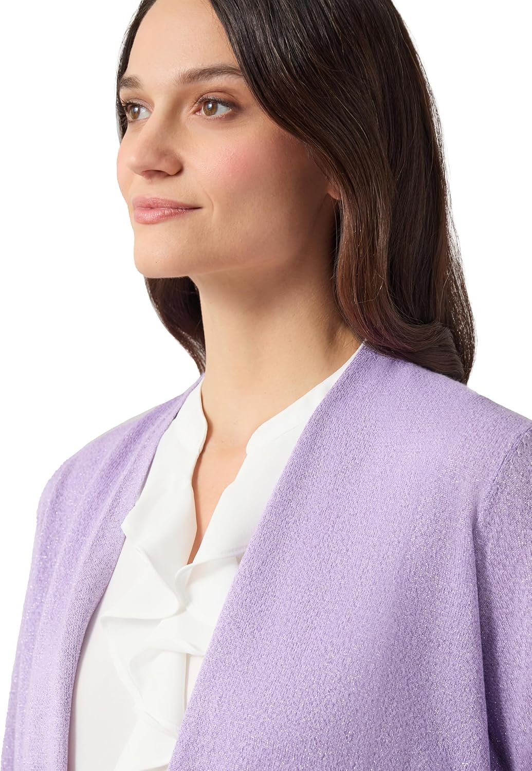 Kasper Women's Lurex SELF Edge A LINE Cardigan 3Q Sleev