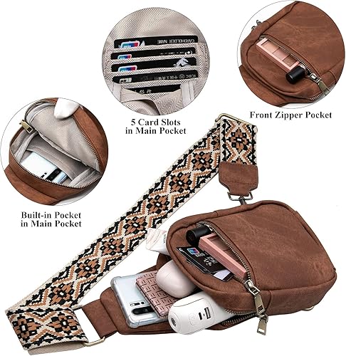 Miniatura 4 de Long Keeper Bolso cruzado pequeño - Bolso cruzado de cuero vegano para mujeres y hombres, bolsa de pecho para teléfono, bolsa de viaje cruzada