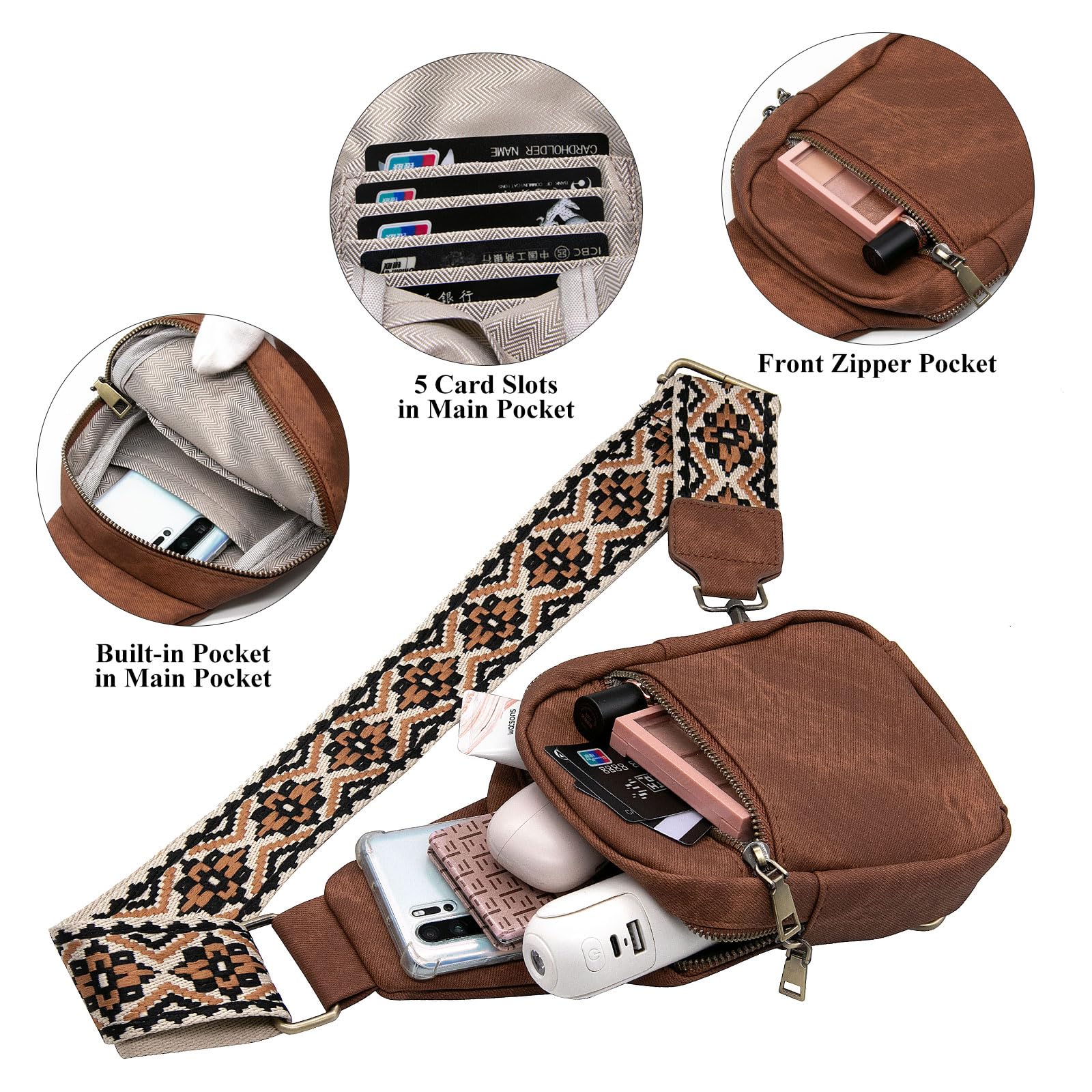Long Keeper Zaino Monospalla Piccolo Pelle Borsa Viaggio Porta Cellulare, Borsa Monospalla Donna Similpelle Zainetto Marsupio Piccolo Sling Bag per Donna Uomo