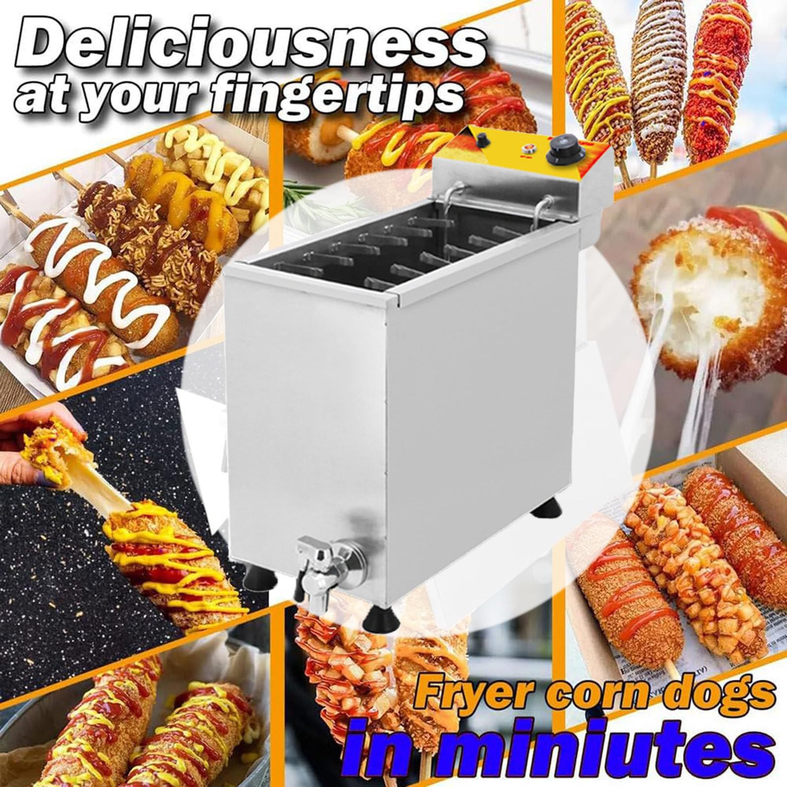 Friggitrice Elettrica da Banco da 25 Litri, Friggitrice elettrica | professionale in acciaio inossidabile 3000W，Temperatura Regolabile, Friggitrice per Corn
