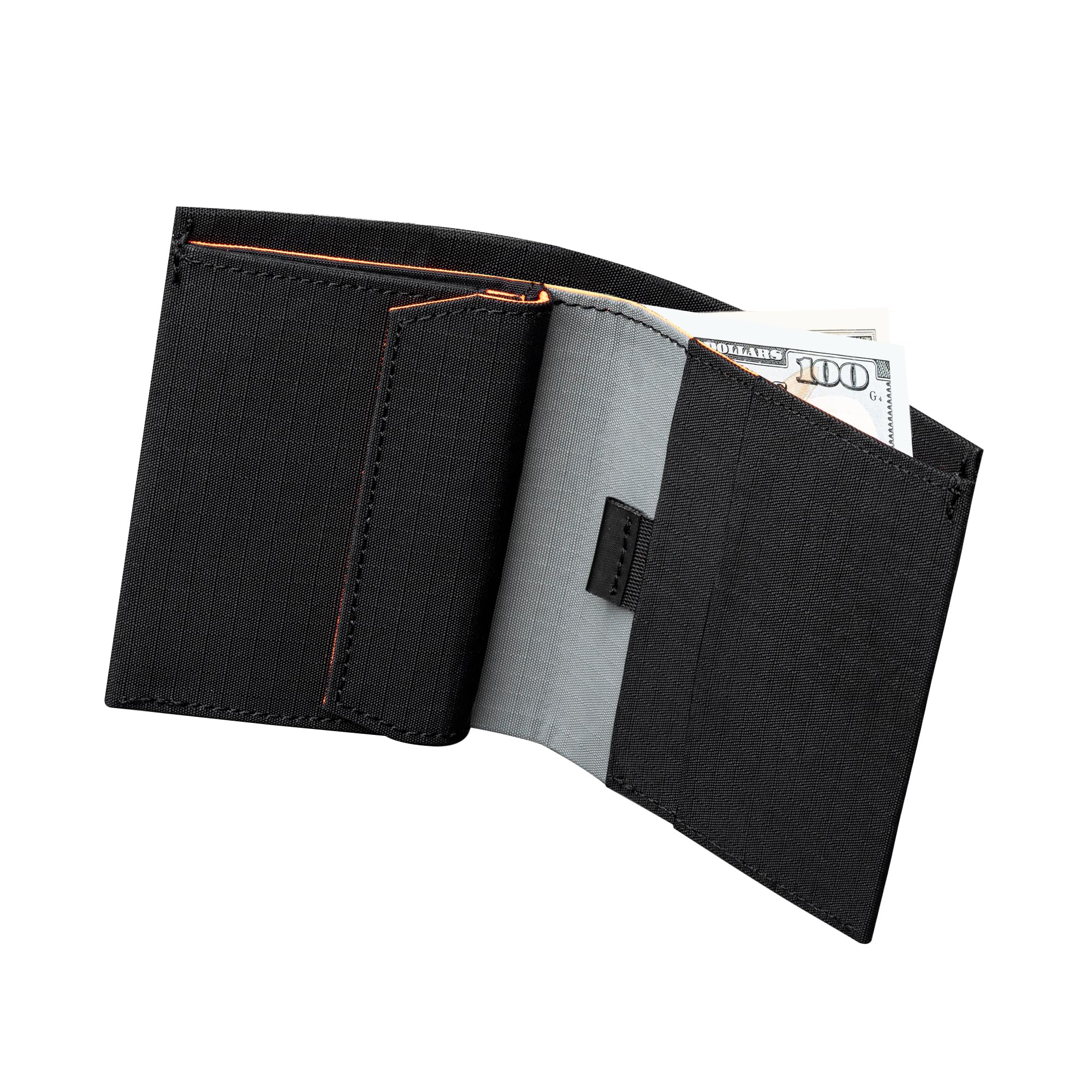 Ark Bifold Coin Wallet Mens Minimalist RFID Blocking Front Pocket Wallet with Magnetic Coin Pouch - Holds 5 Cards Plus Cash - Black Axogrid 210D