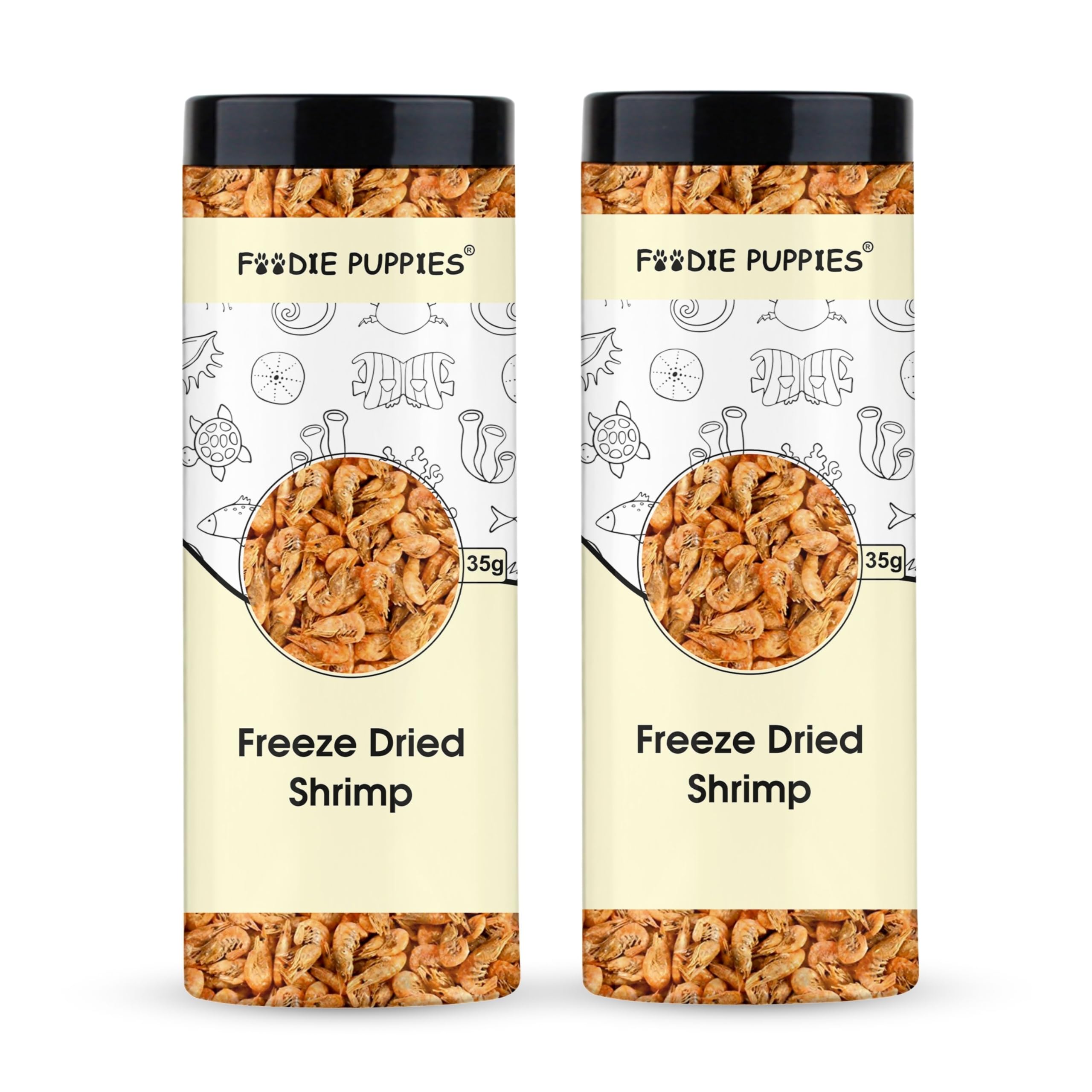 Foodie Puppies Freeze Dried Shrimp 35g, Pack of 2 - Food for Discuss, Arowana, Cichlid, Flowerhorn, Oscar Red Parrot & Other Carnivorous Fish